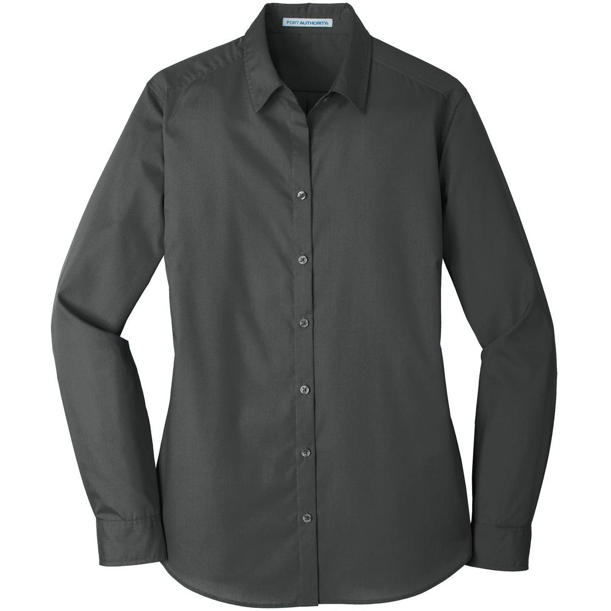 no-logo Port Authority Women's Long Sleeve Carefree Poplin Shirt-Dress Shirts-Port Authority-Graphite-XS-Thread Logic