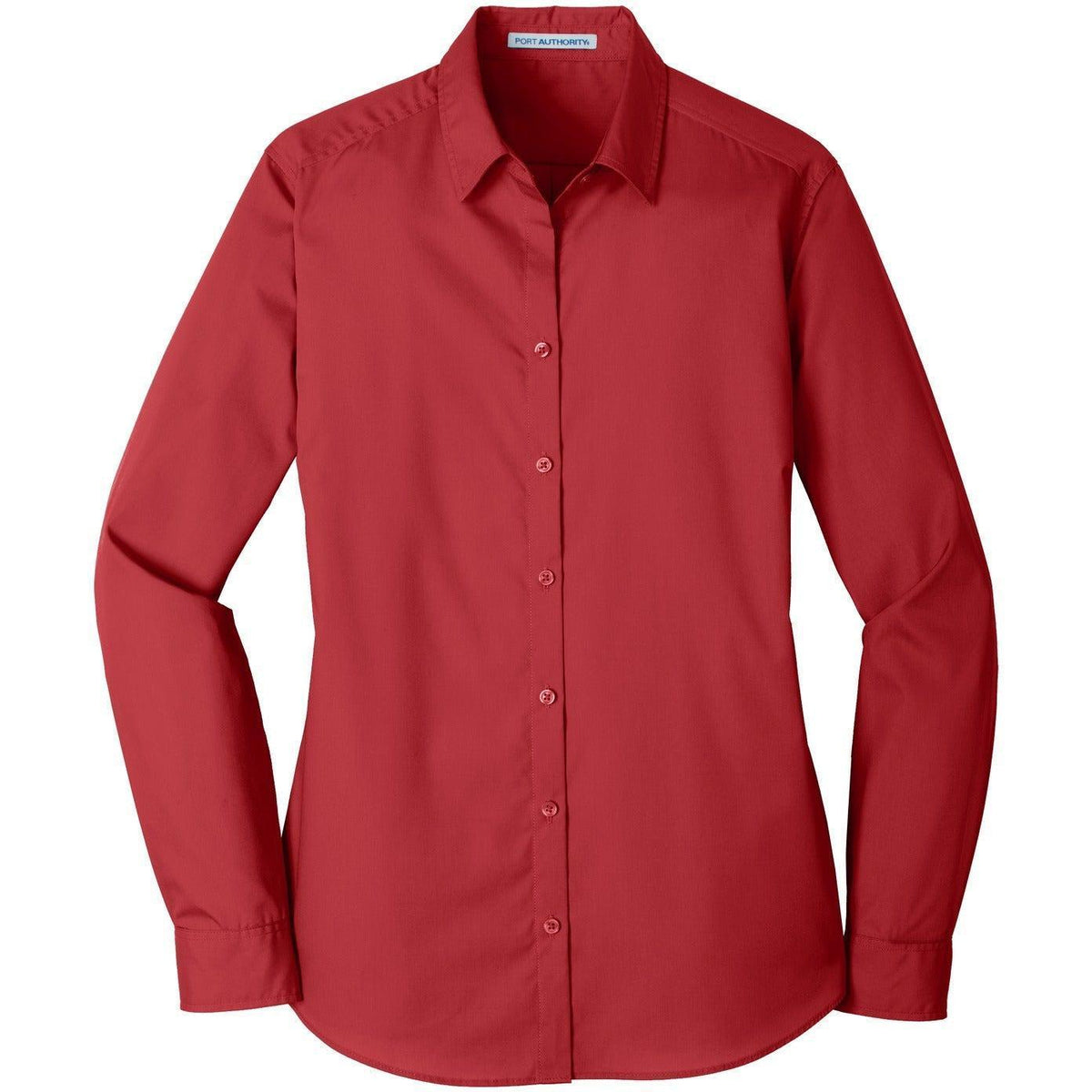 no-logo Port Authority Women's Long Sleeve Carefree Poplin Shirt-Dress Shirts-Port Authority-Rich Red-XS-Thread Logic