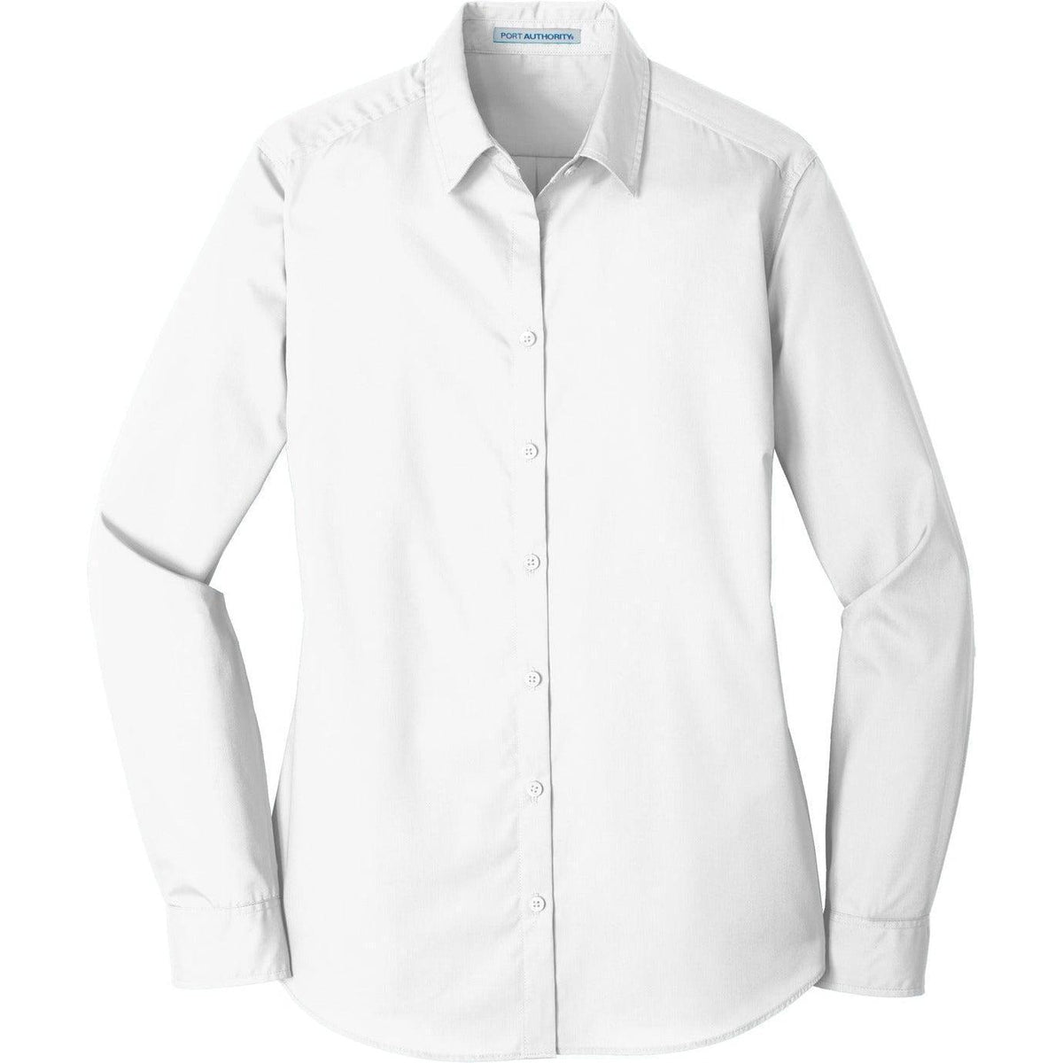 no-logo Port Authority Women's Long Sleeve Carefree Poplin Shirt-Dress Shirts-Port Authority-White-XS-Thread Logic
