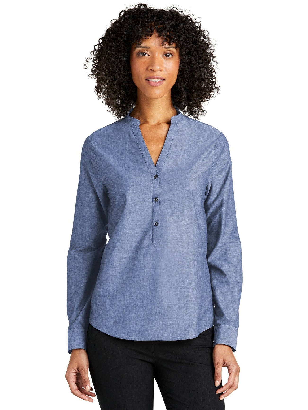no-logo Port Authority Ladies Long Sleeve Chambray Easy Care Shirt-Regular-Port & Company-Thread Logic