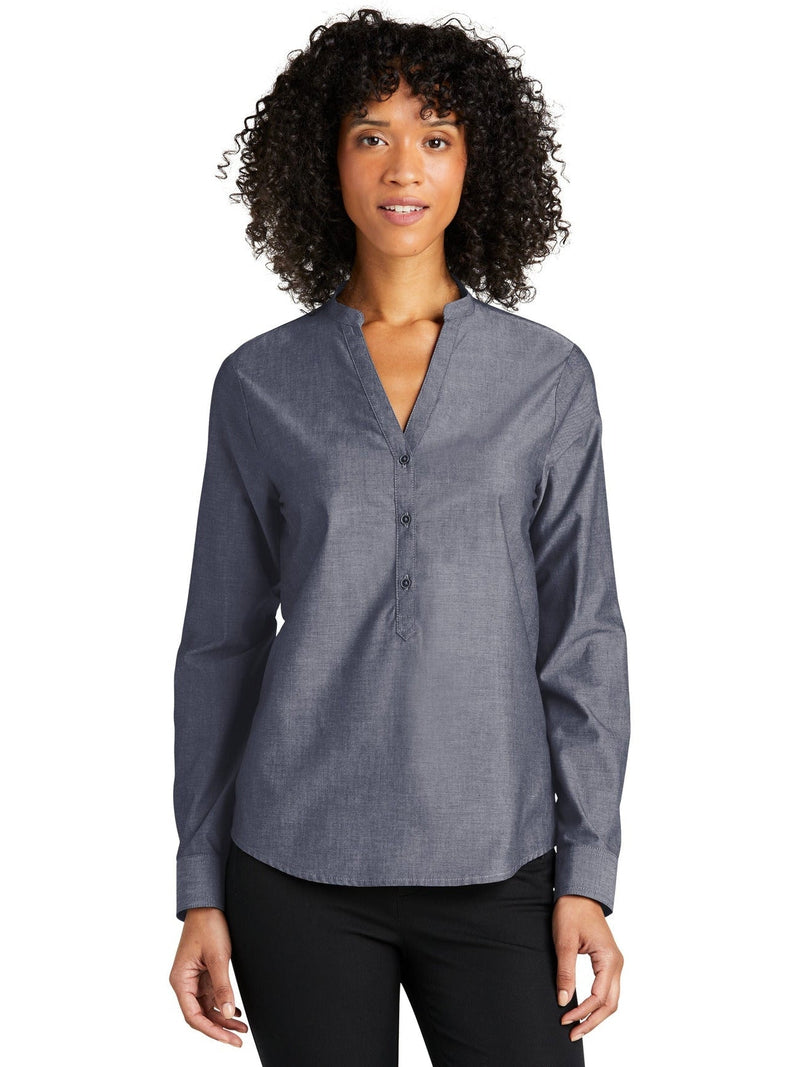 no-logo Port Authority Ladies Long Sleeve Chambray Easy Care Shirt-Regular-Port & Company-Thread Logic
