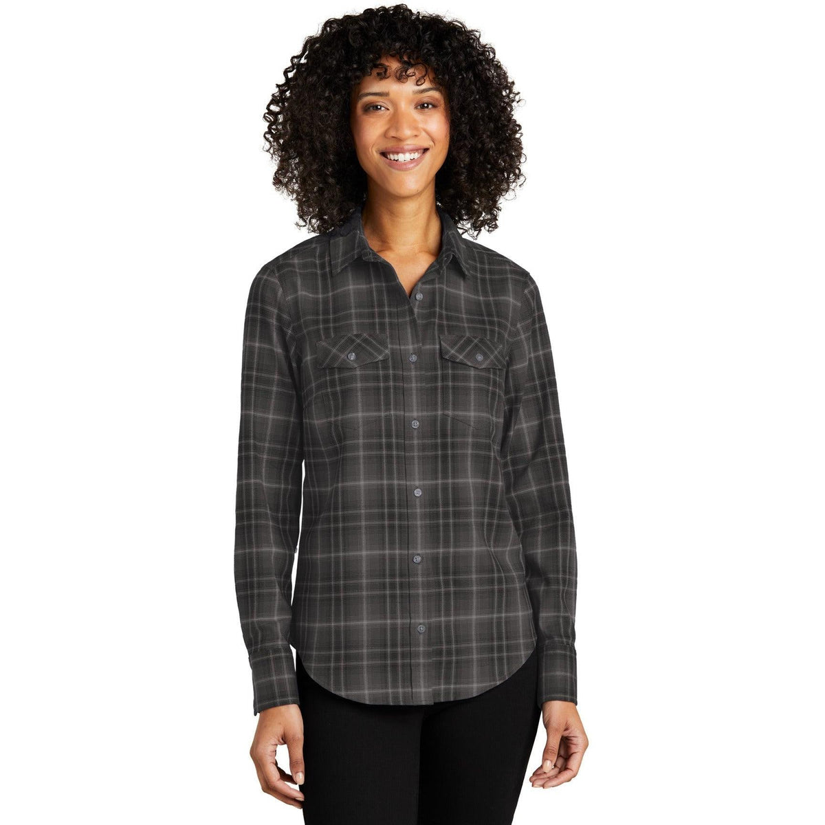 no-logo Port Authority Ladies Long Sleeve Ombre Plaid Shirt-Regular-Port Authority-Thread Logic