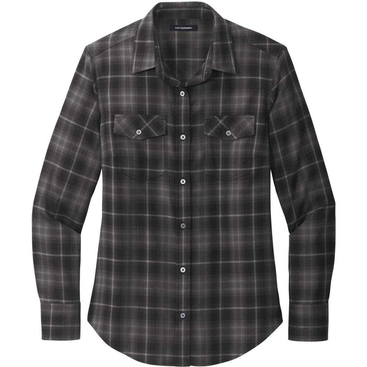 no-logo Port Authority Ladies Long Sleeve Ombre Plaid Shirt