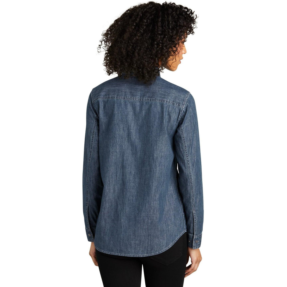 no-logo Port Authority Ladies Long Sleeve Perfect Denim Shirt-Regular-Port & Company-Thread Logic