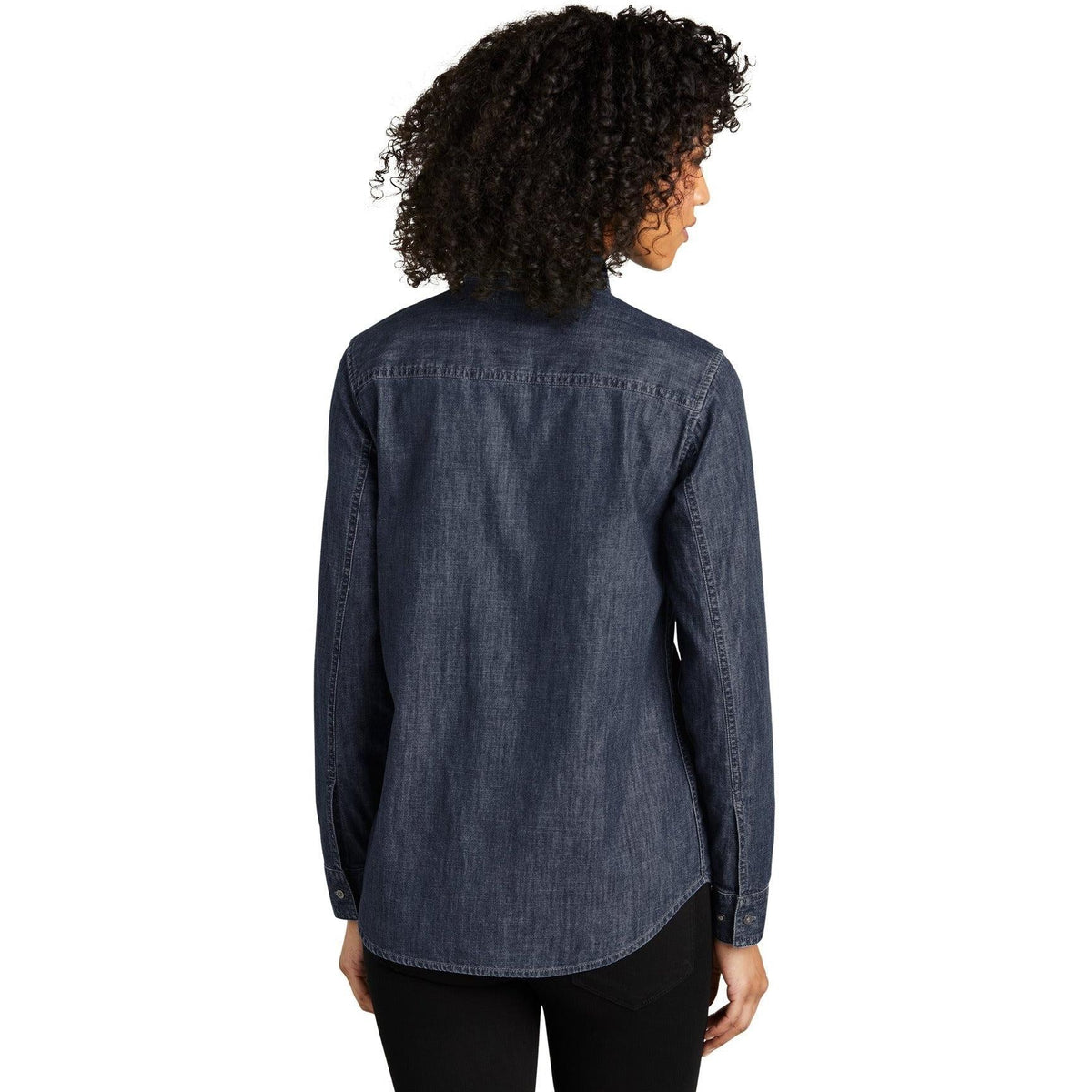 no-logo Port Authority Ladies Long Sleeve Perfect Denim Shirt-Regular-Port & Company-Thread Logic