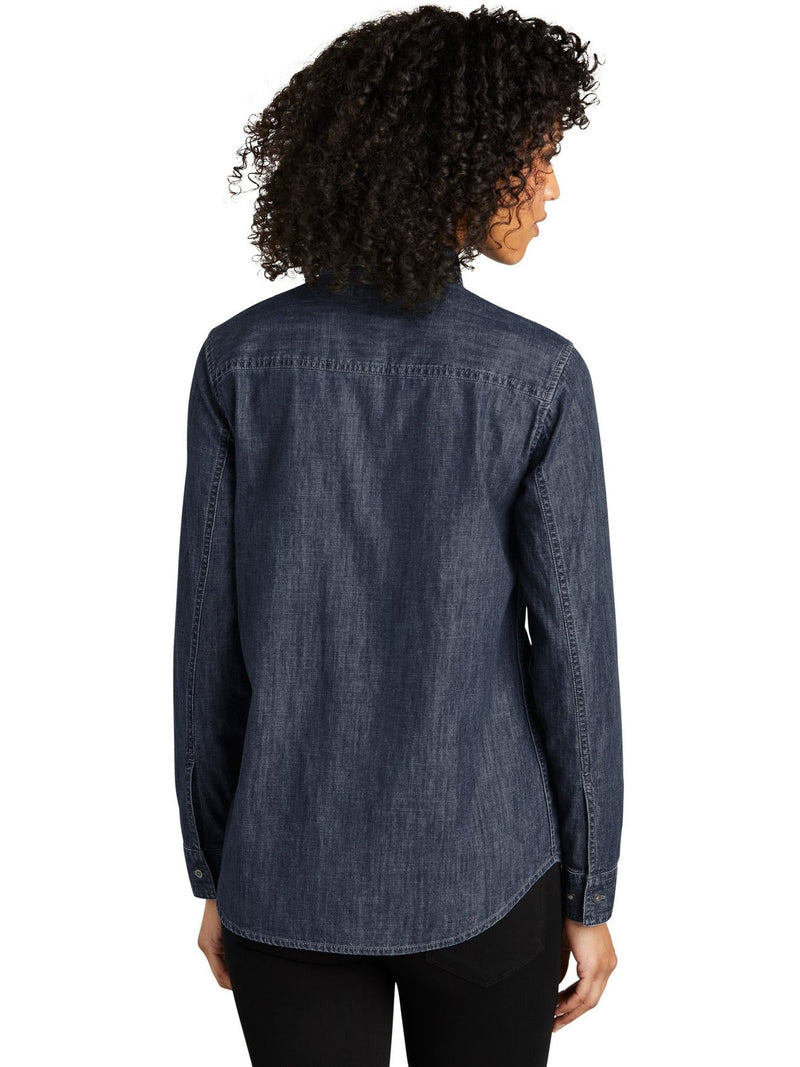 no-logo Port Authority Ladies Long Sleeve Perfect Denim Shirt-Regular-Port & Company-Thread Logic