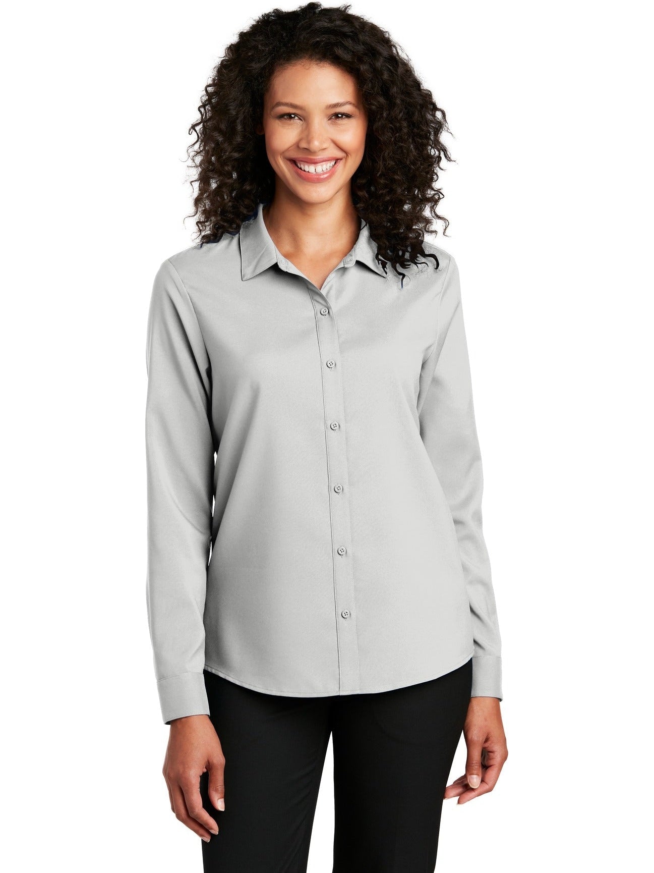 no-logo Port Authority Ladies Long Sleeve Performance Staff Shirt-Regular-Port Authority-Thread Logic