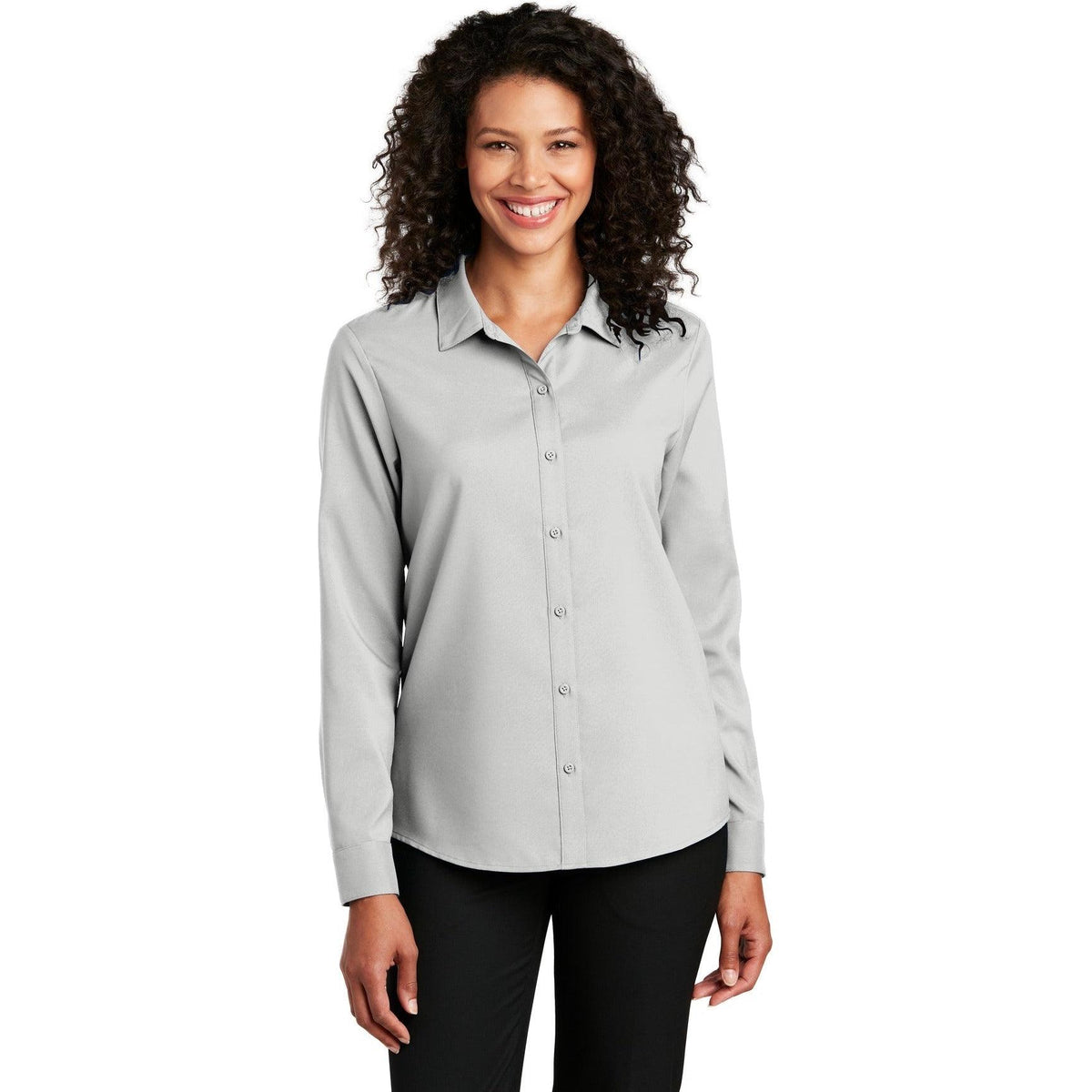 no-logo Port Authority Women's Long Sleeve Performance Staff Shirt-Dress Shirts-Port Authority-Thread Logic