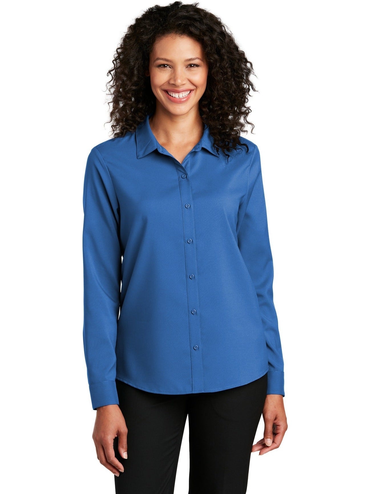 no-logo Port Authority Ladies Long Sleeve Performance Staff Shirt-Regular-Port Authority-Thread Logic