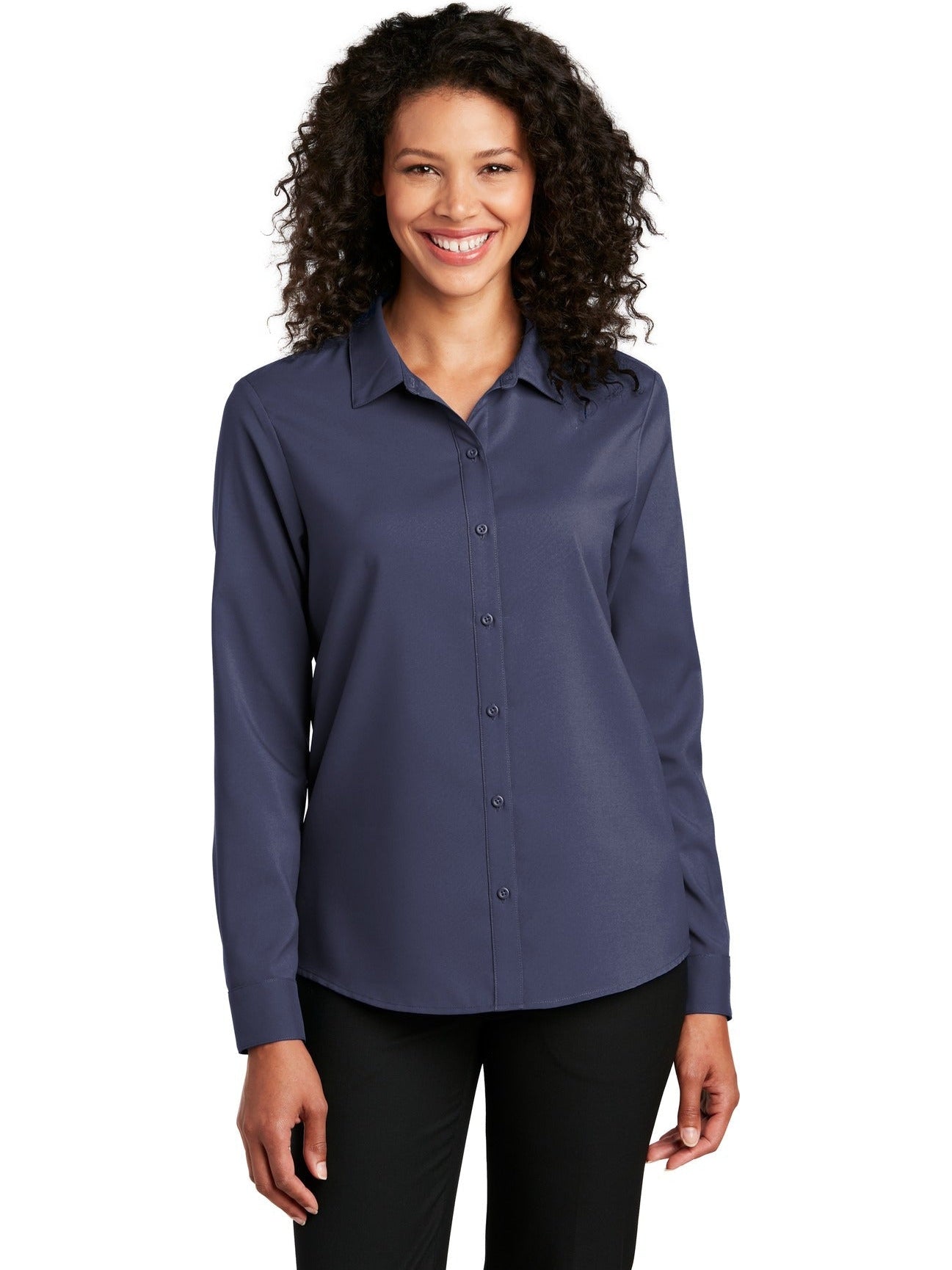 no-logo Port Authority Ladies Long Sleeve Performance Staff Shirt-Regular-Port Authority-Thread Logic