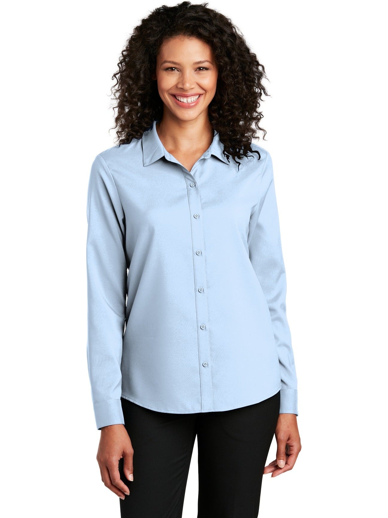 no-logo Port Authority Ladies Long Sleeve Performance Staff Shirt-Regular-Port Authority-Thread Logic