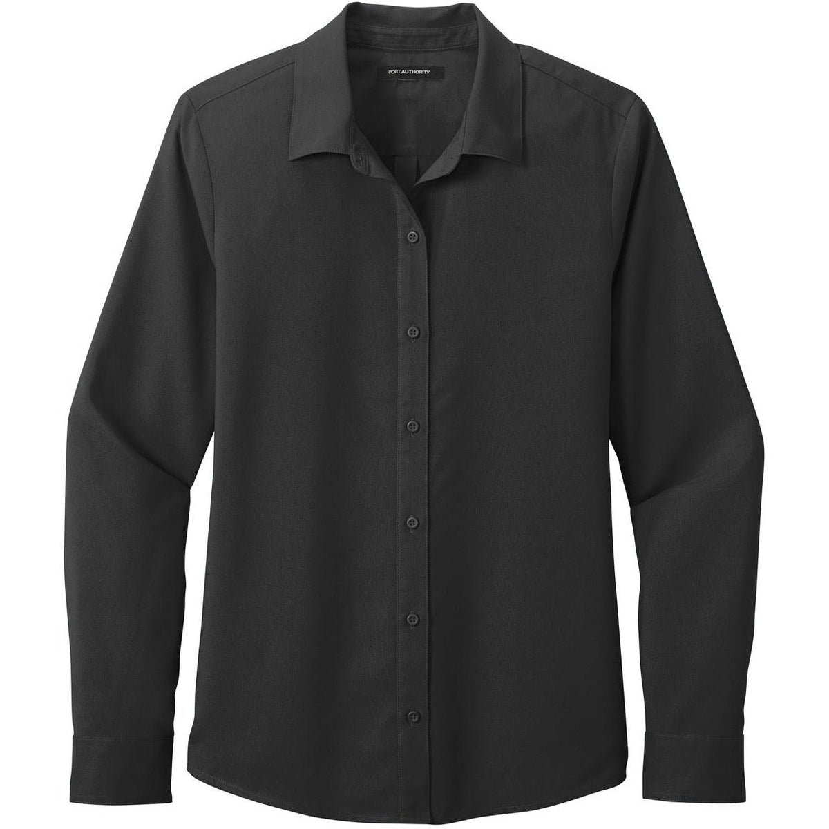 no-logo Port Authority Women's Long Sleeve Performance Staff Shirt-Dress Shirts-Port Authority-Black-XS-Thread Logic