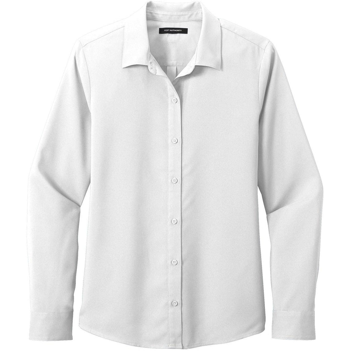 no-logo Port Authority Women's Long Sleeve Performance Staff Shirt-Dress Shirts-Port Authority-White-XS-Thread Logic