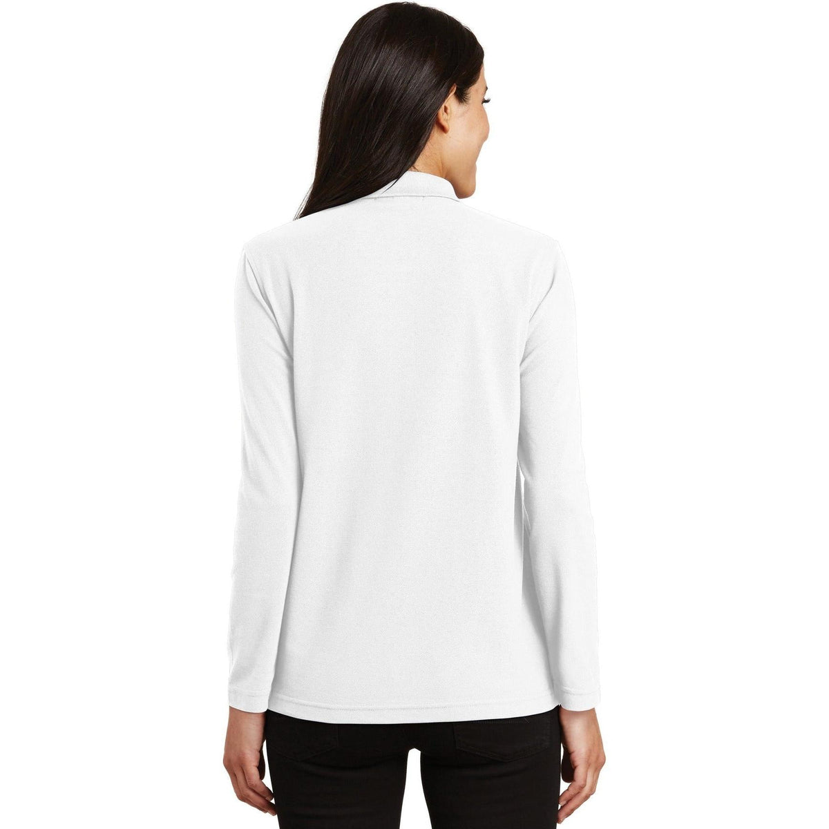 no-logo Port Authority Women's Long Sleeve Silk Touch Polo Shirt-Polos-Port Authority-Thread Logic
