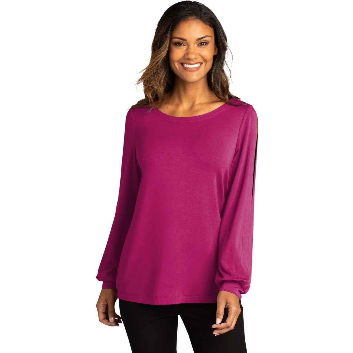 no-logo Port Authority Ladies Luxe Knit Jewel Neck Top-Regular-Port Authority-Thread Logic