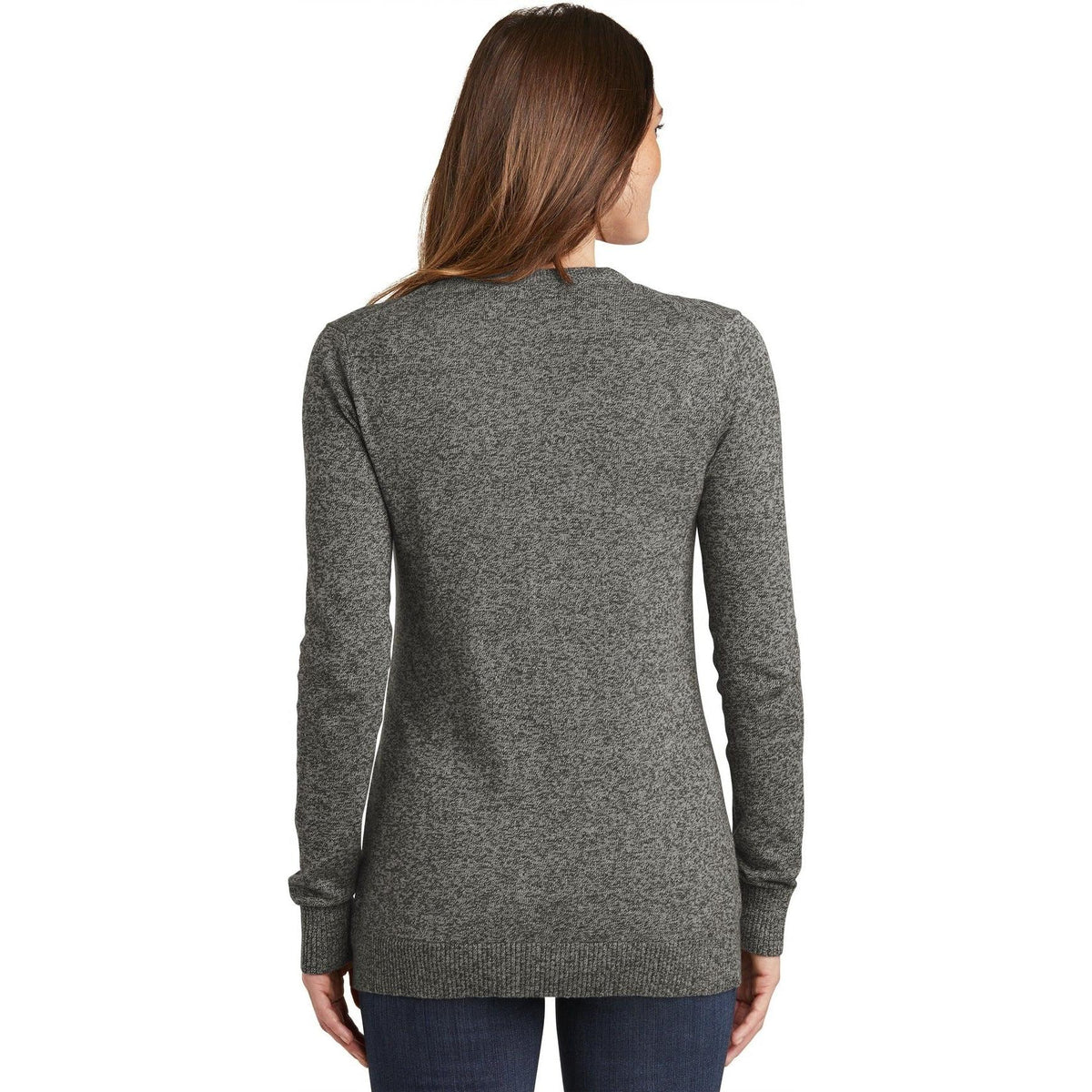 no-logo Port Authority Women's Marled Cardigan Sweater-Sweaters-Port Authority-Thread Logic
