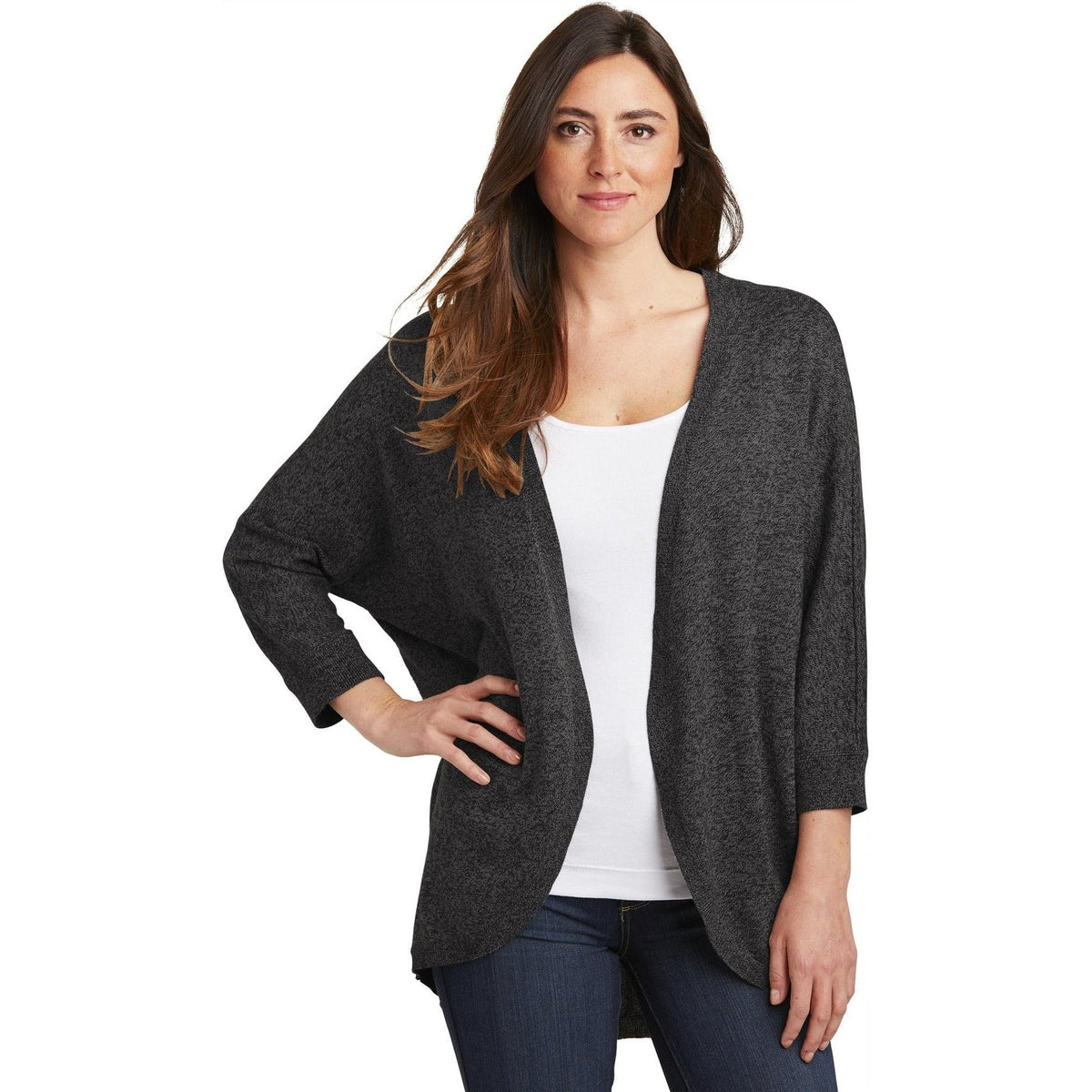 no-logo Port Authority Women's Marled Cocoon Sweater-Sweaters-Port Authority-Thread Logic