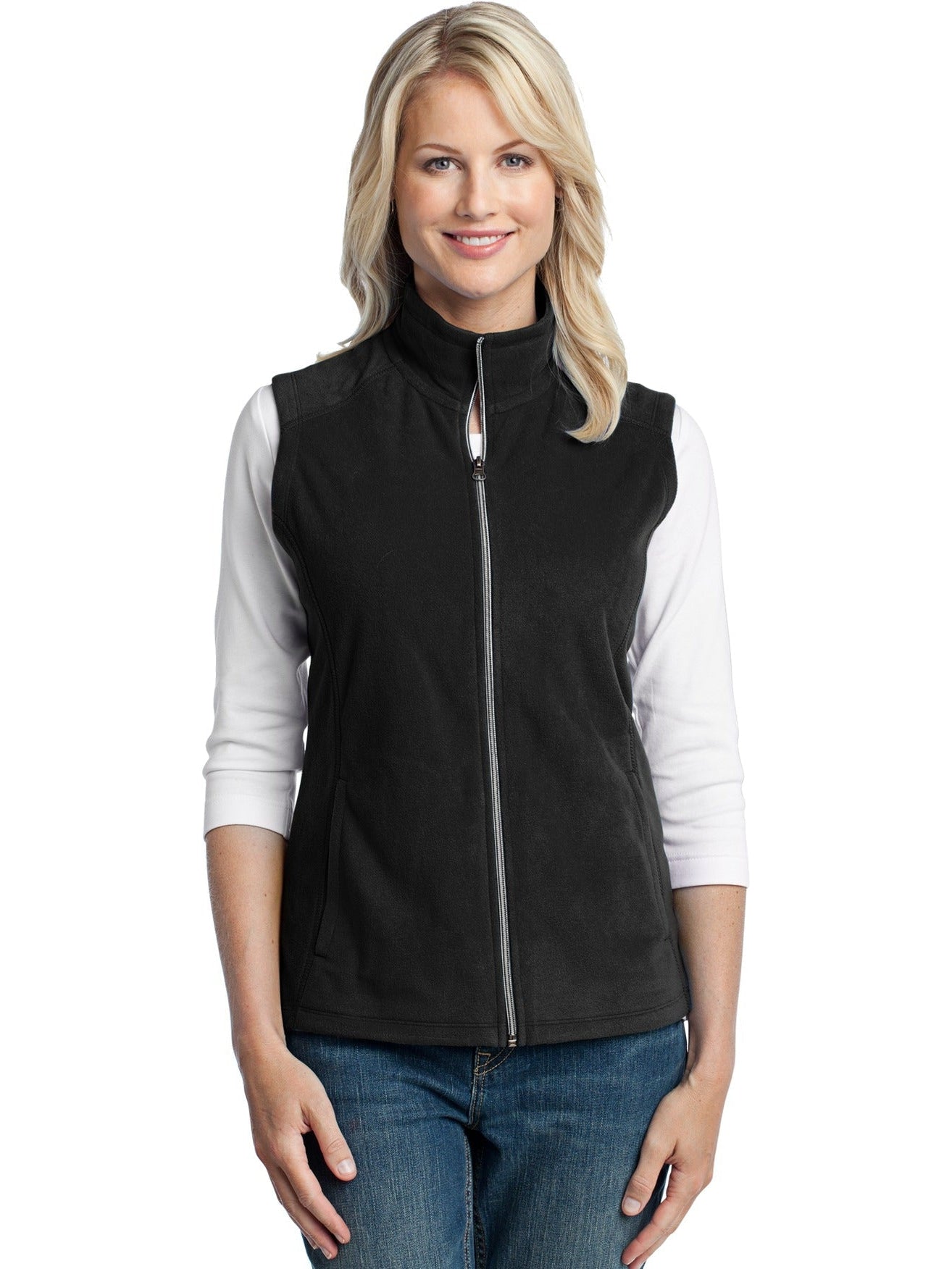 no-logo Port Authority Ladies Microfleece Vest-Regular-Port Authority-Thread Logic