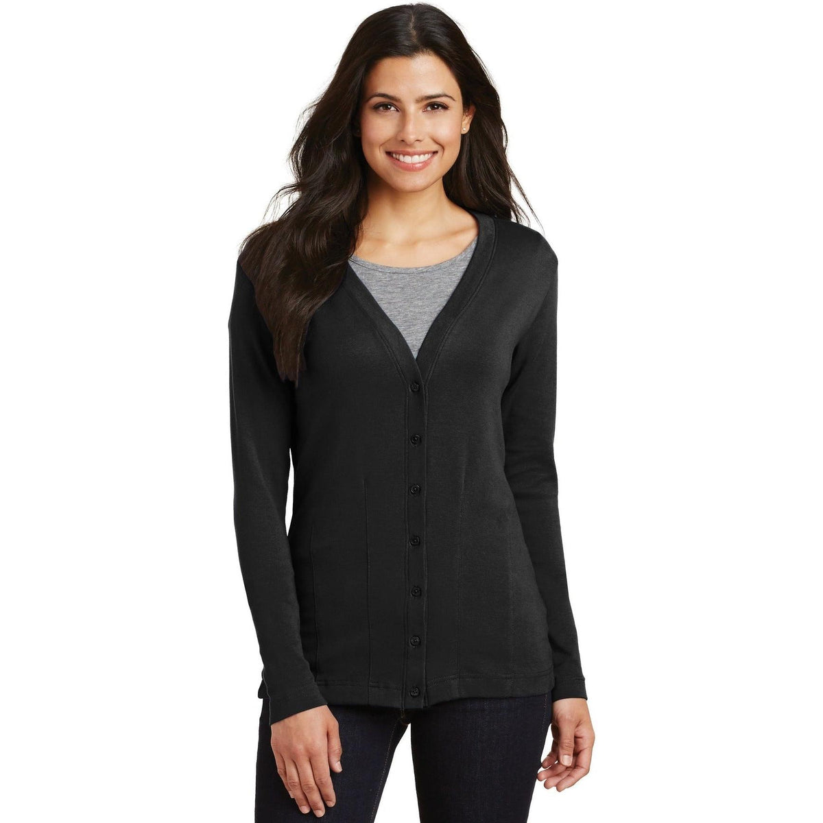 no-logo Port Authority Women's Modern Stretch Cotton Cardigan-Sweaters-Port Authority-Thread Logic