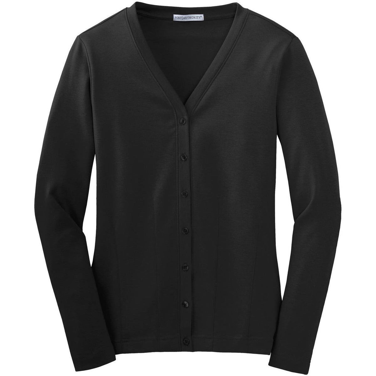 no-logo Port Authority Women's Modern Stretch Cotton Cardigan-Sweaters-Port Authority-Black-XS-Thread Logic