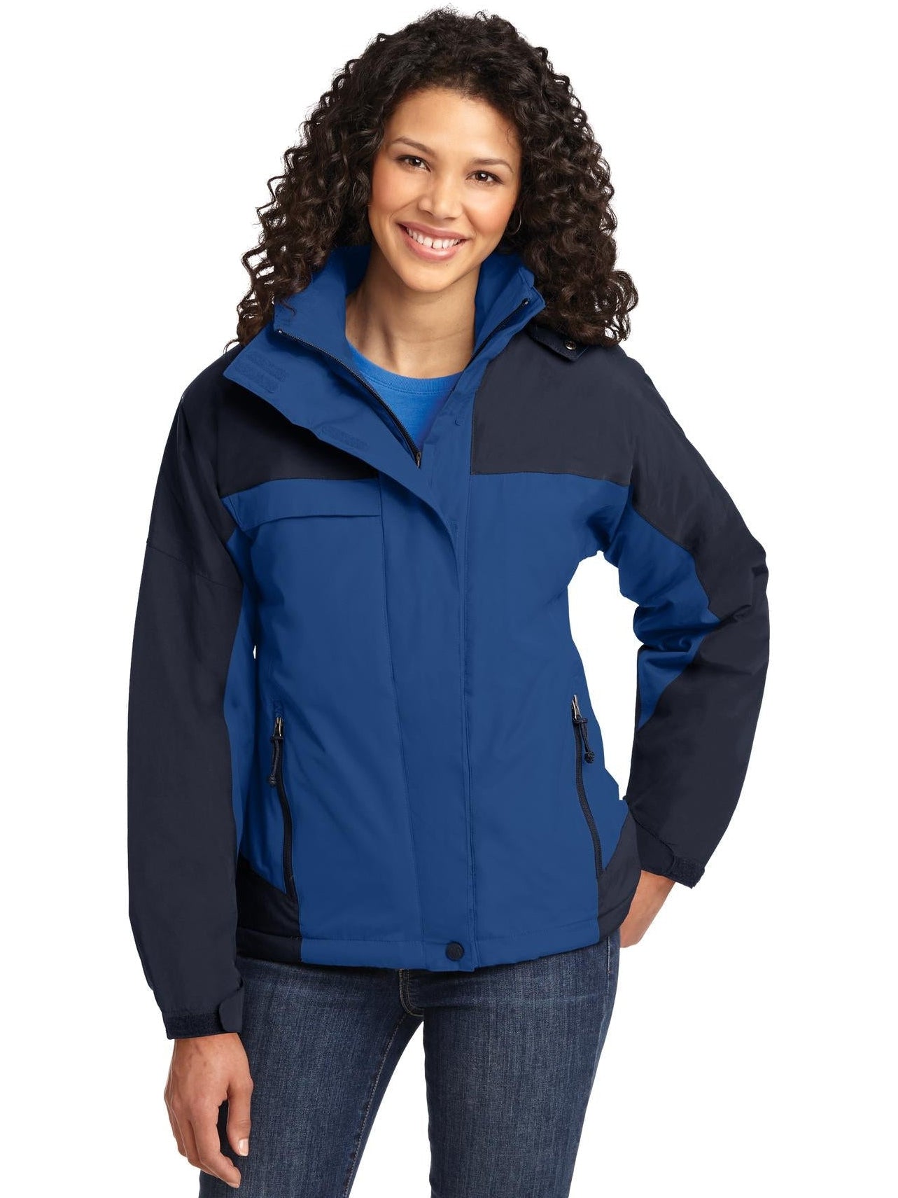 no-logo Port Authority Ladies Nootka Jacket-Regular-Port Authority-Regatta Blue/Navy-XS-Thread Logic
