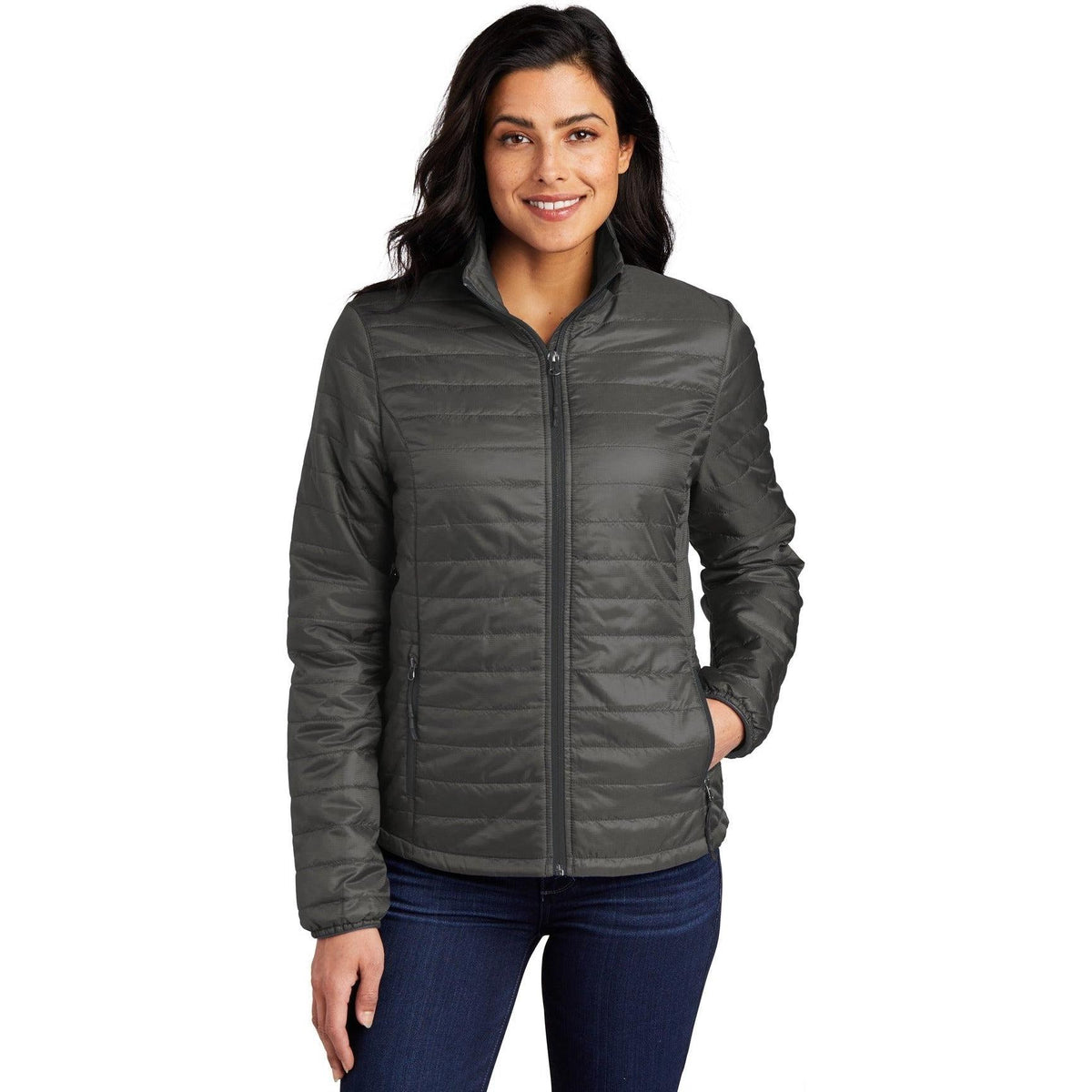 no-logo Port Authority Women's Packable Puffy Jacket-Regular-Port Authority-Sterling Grey/Graphite-S-Thread Logic