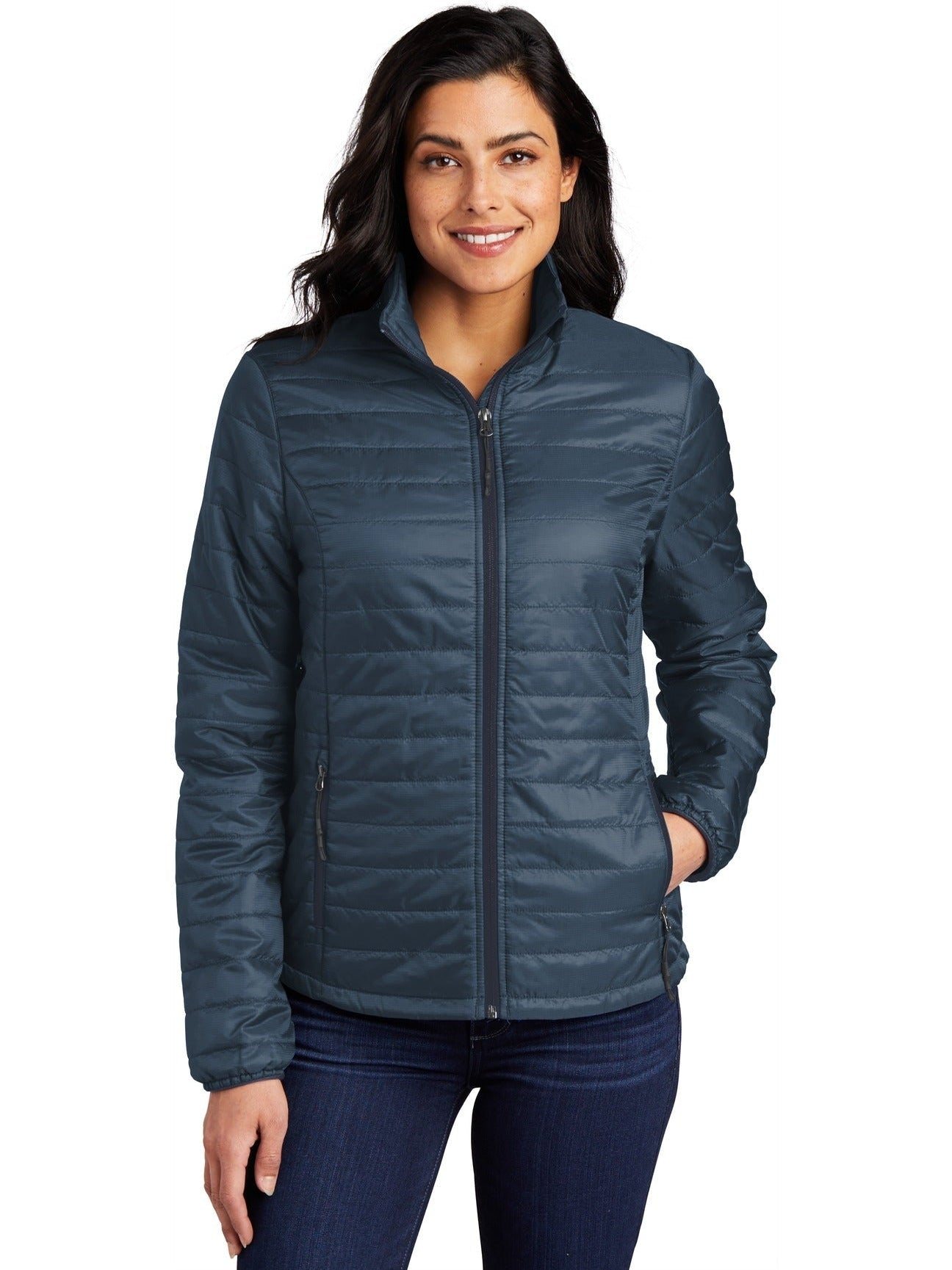 Port Authority Ladies Packable Puffy Jacket-Regular-Port Authority-Regatta Blue/River Blue Navy-S-Thread Logic