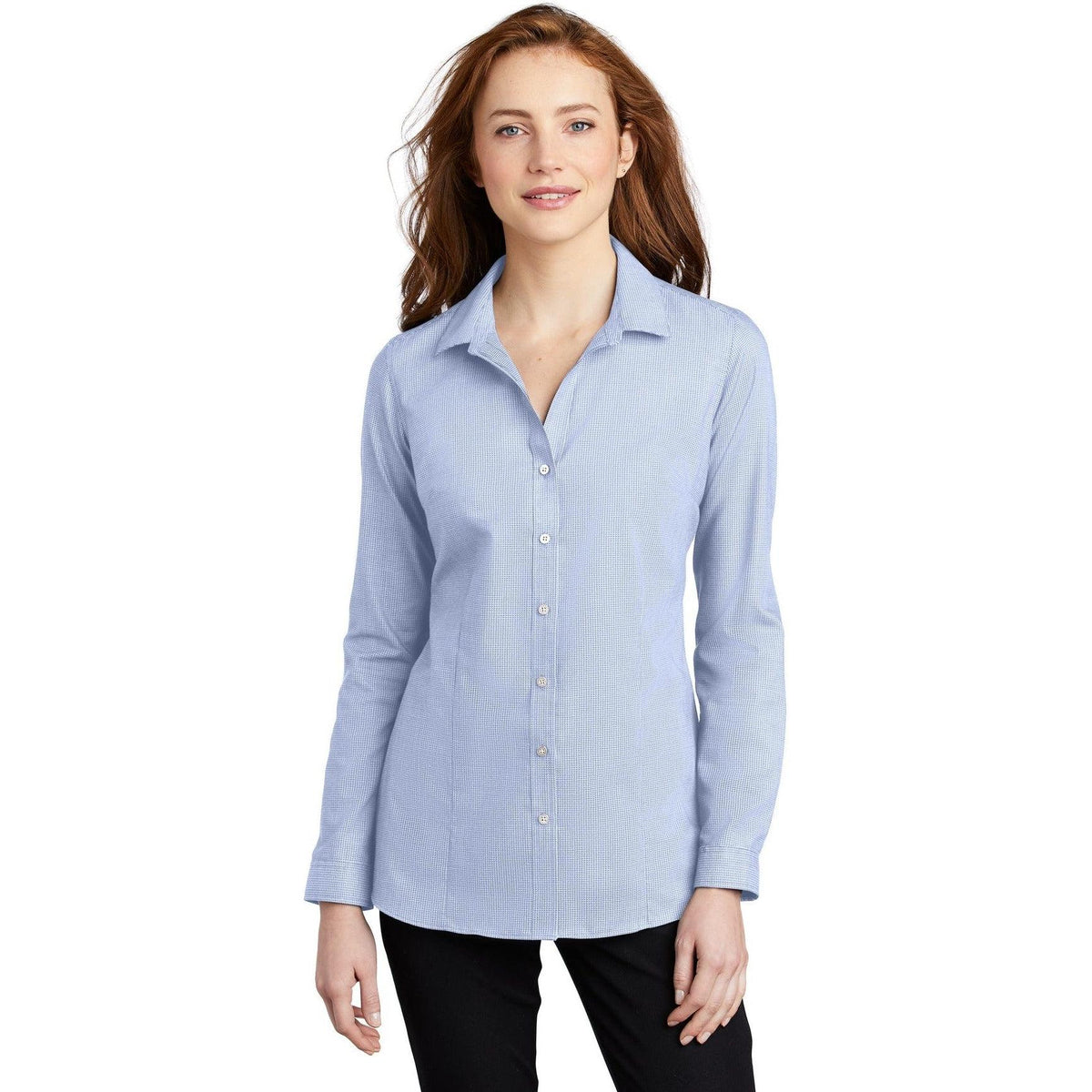 no-logo Port Authority Women's Pincheck Easy Care Shirt-Dress Shirts-Port Authority-Thread Logic