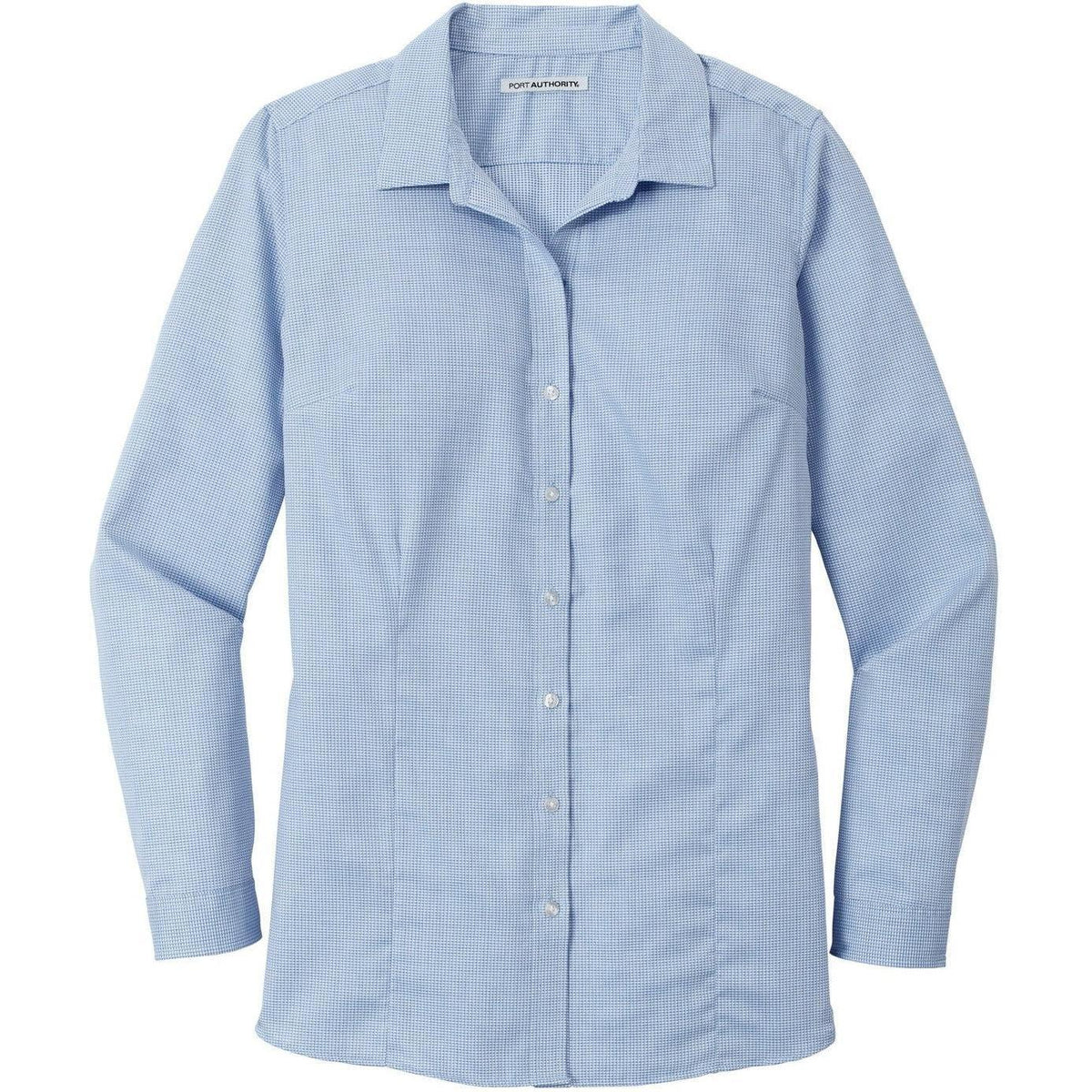 no-logo Port Authority Women's Pincheck Easy Care Shirt-Dress Shirts-Port Authority-Blue Horizon/White-S-Thread Logic