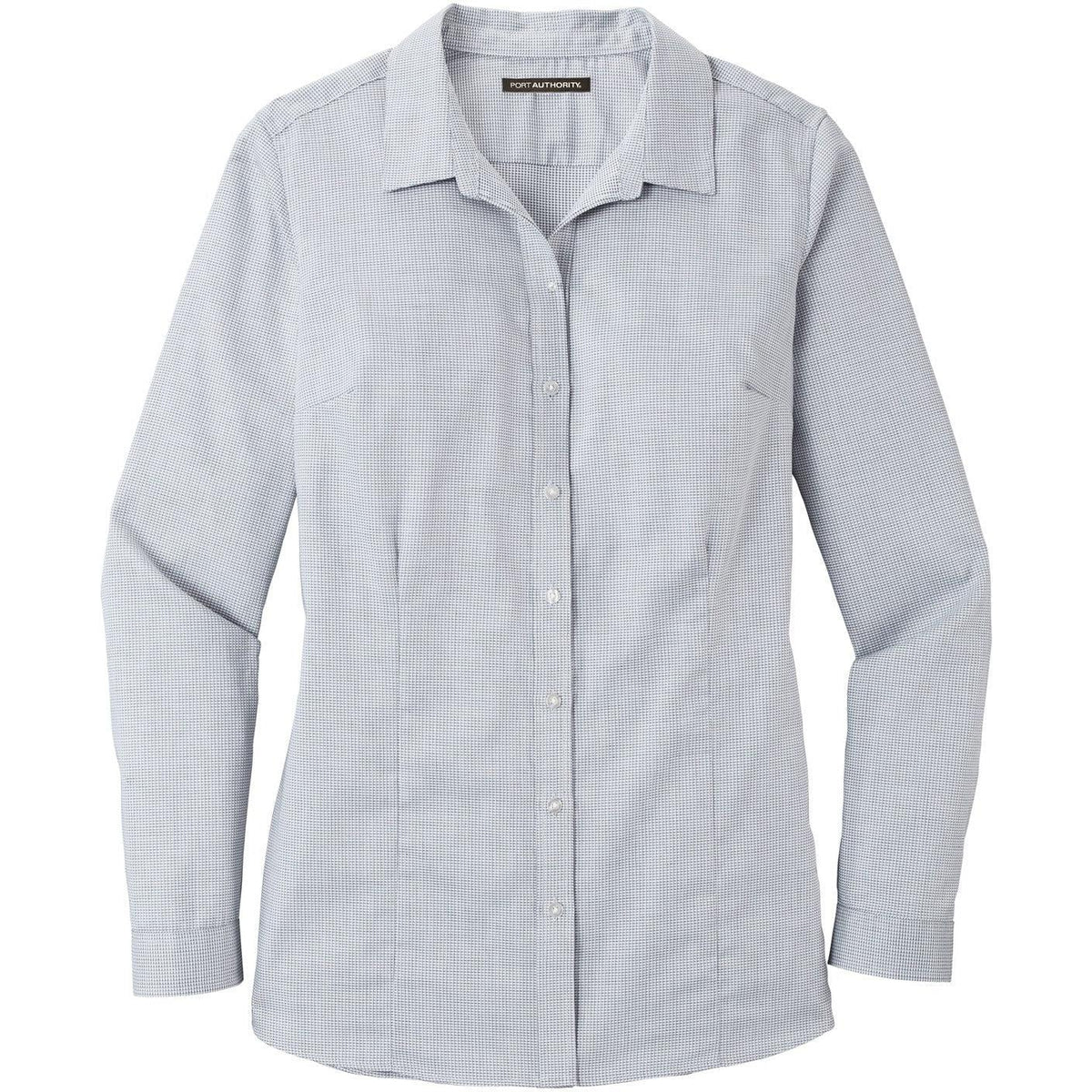 no-logo Port Authority Women's Pincheck Easy Care Shirt-Dress Shirts-Port Authority-Gusty Grey/White-S-Thread Logic
