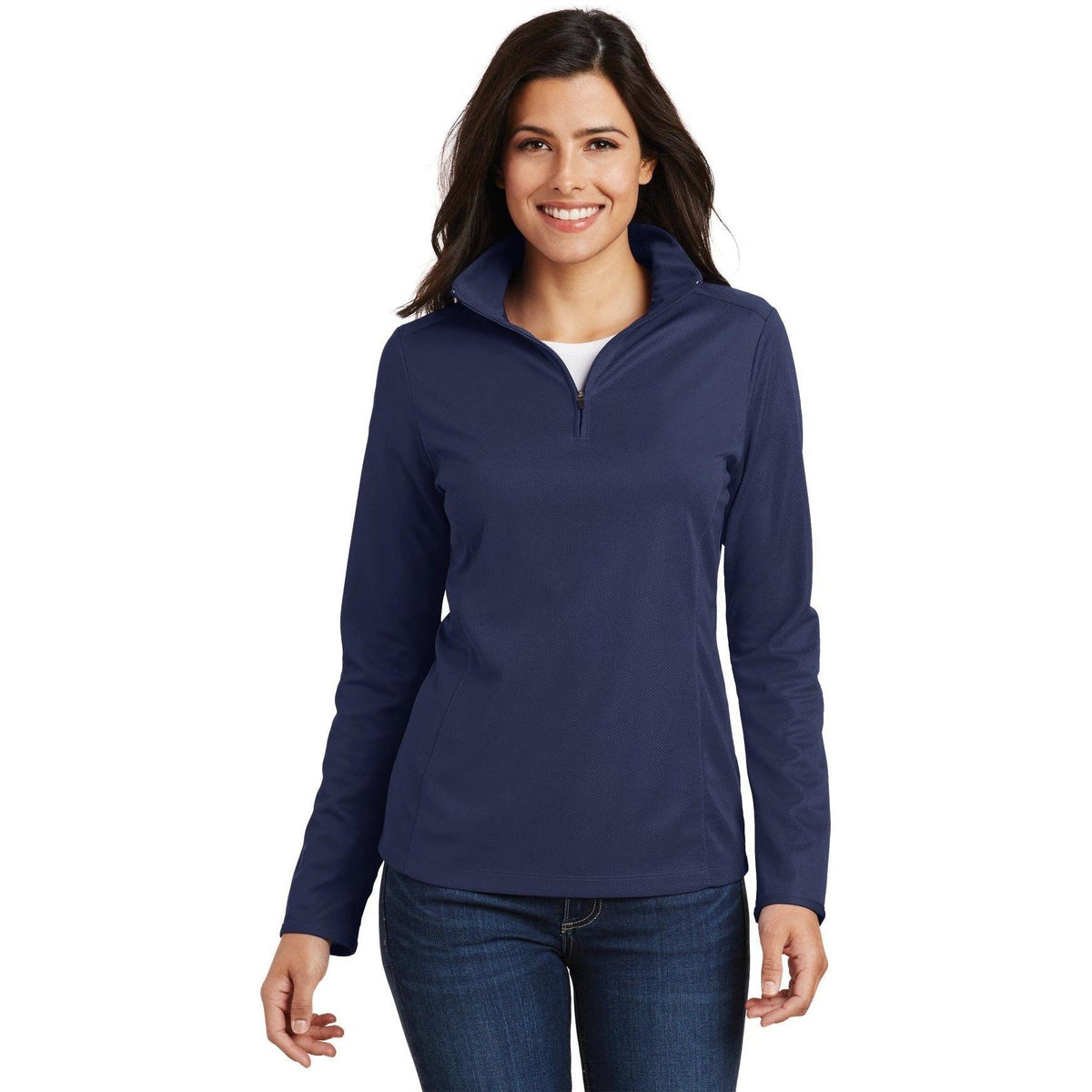 no-logo Port Authority Ladies Pinpoint Mesh 1/2-Zip-Regular-Port Authority-Thread Logic