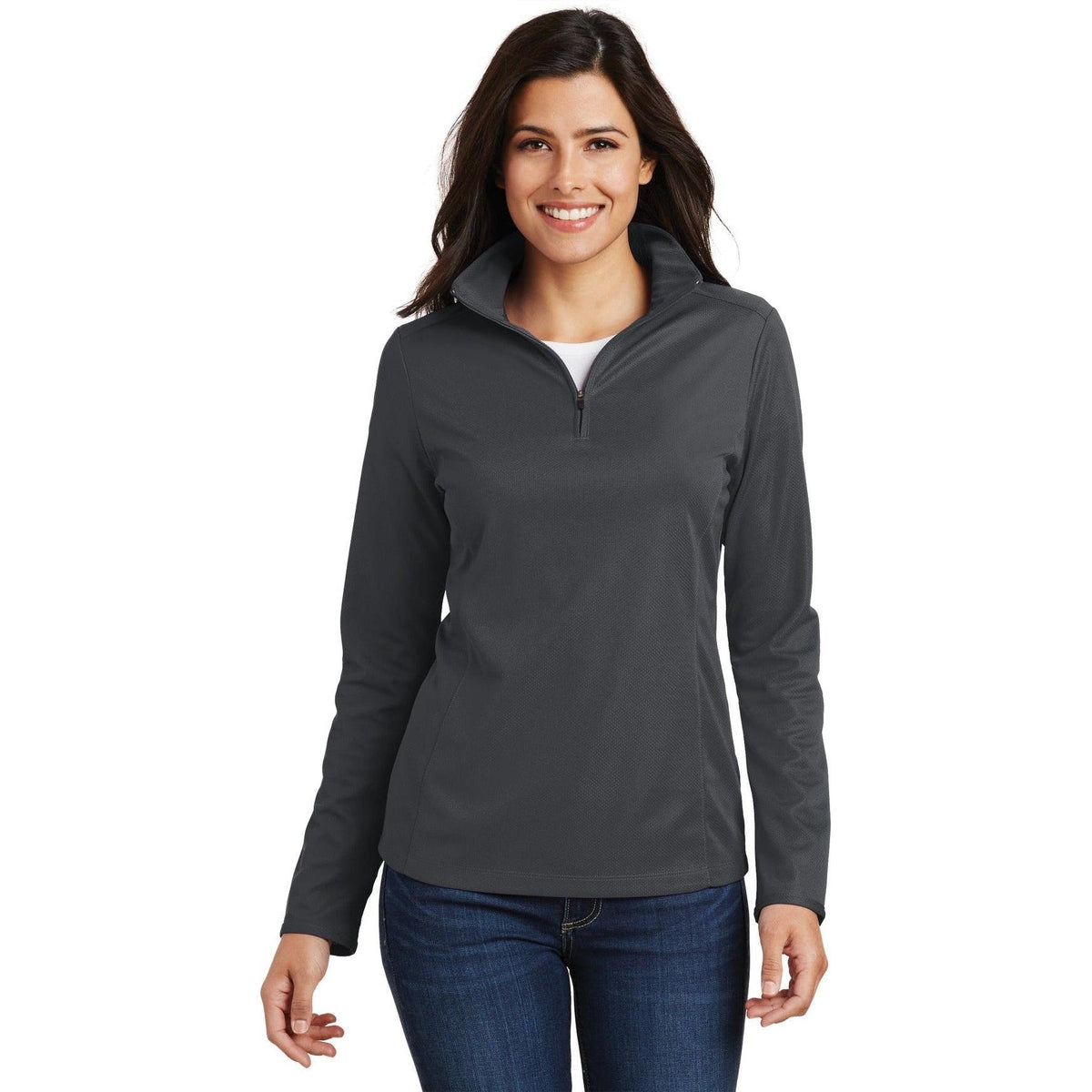 no-logo Port Authority Ladies Pinpoint Mesh 1/2-Zip-Regular-Port Authority-Thread Logic