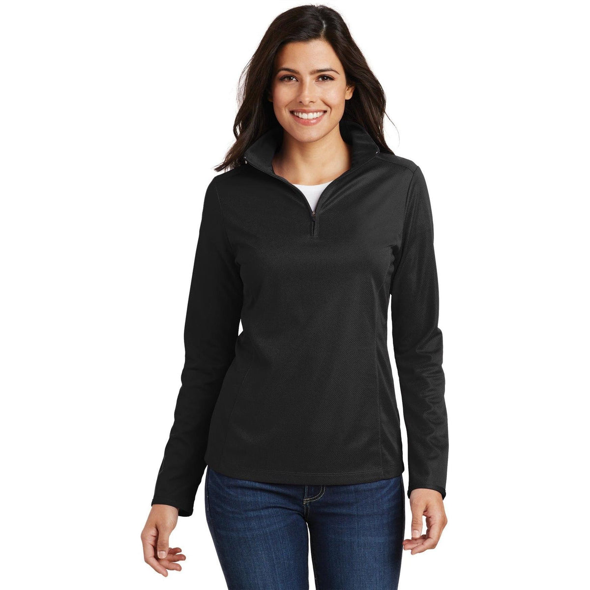 no-logo Port Authority Ladies Pinpoint Mesh 1/2-Zip-Regular-Port Authority-Thread Logic