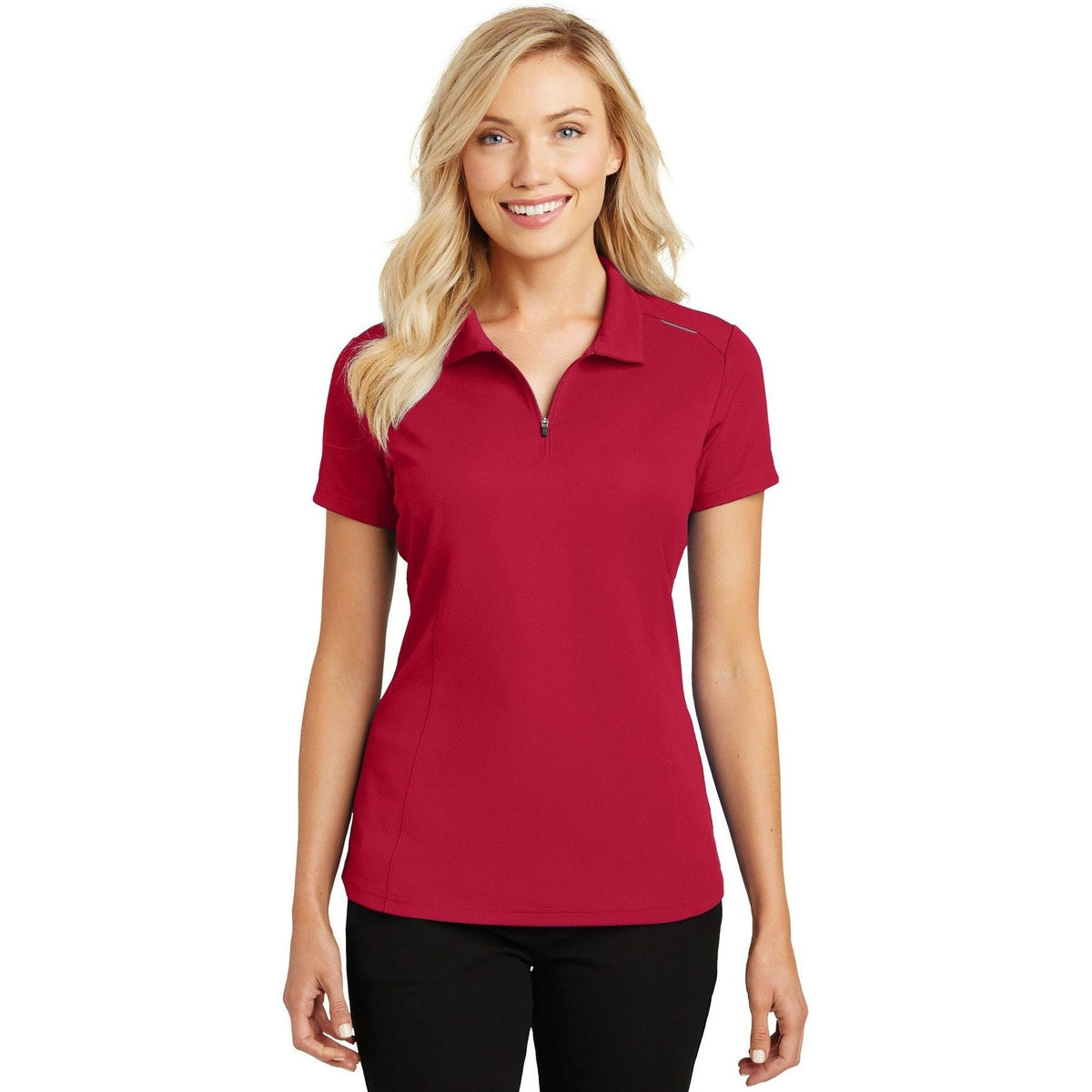 no-logo Port Authority Women's Pinpoint Mesh Zip Polo-Regular-Port Authority-Thread Logic