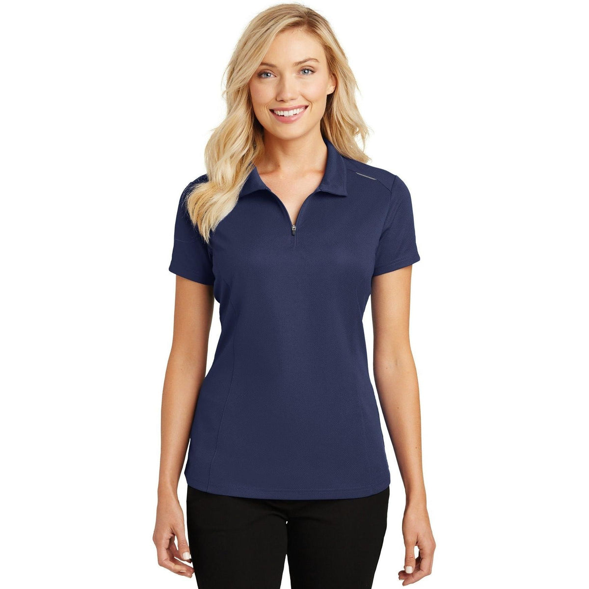 no-logo Port Authority Women's Pinpoint Mesh Zip Polo-Regular-Port Authority-Thread Logic