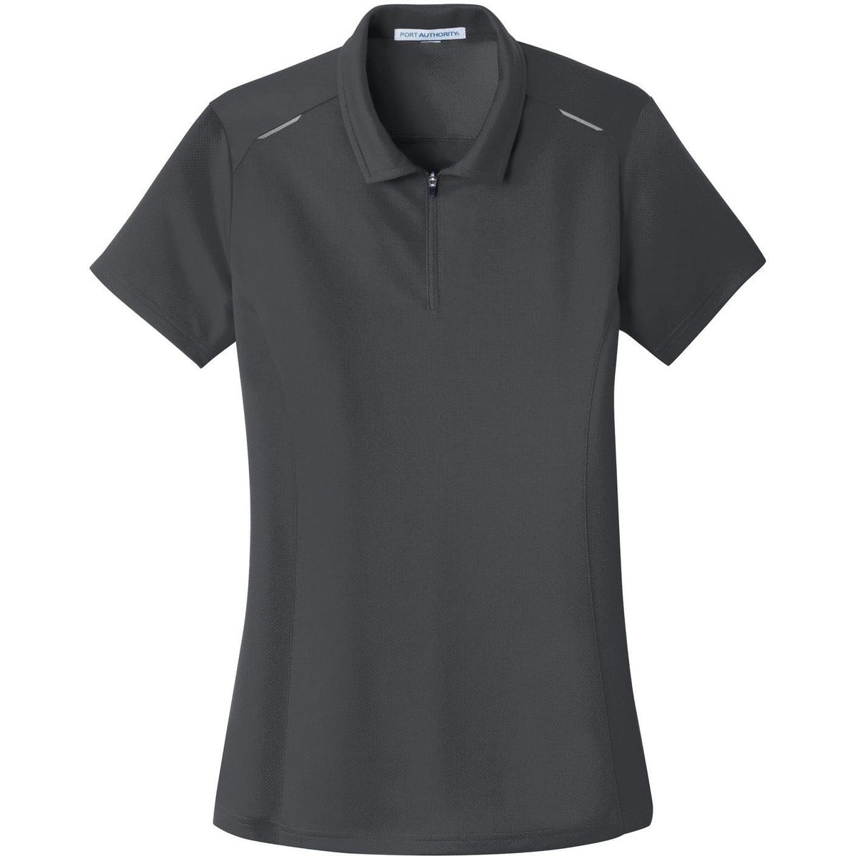no-logo Port Authority Women's Pinpoint Mesh Zip Polo-Regular-Port Authority-Battleship Grey-XS-Thread Logic