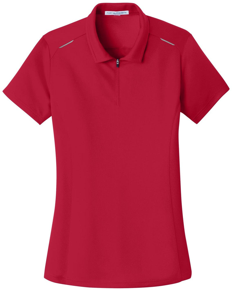 Port Authority Ladies Pinpoint Mesh Zip Polo