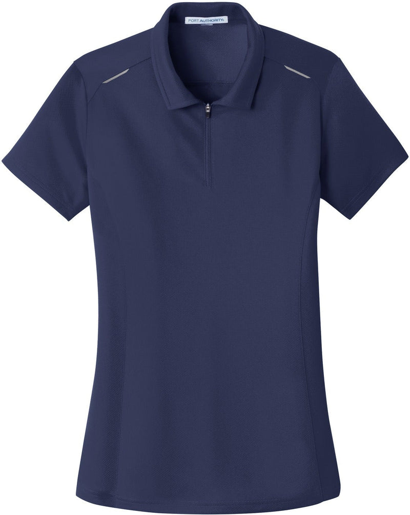 Port Authority Ladies Pinpoint Mesh Zip Polo