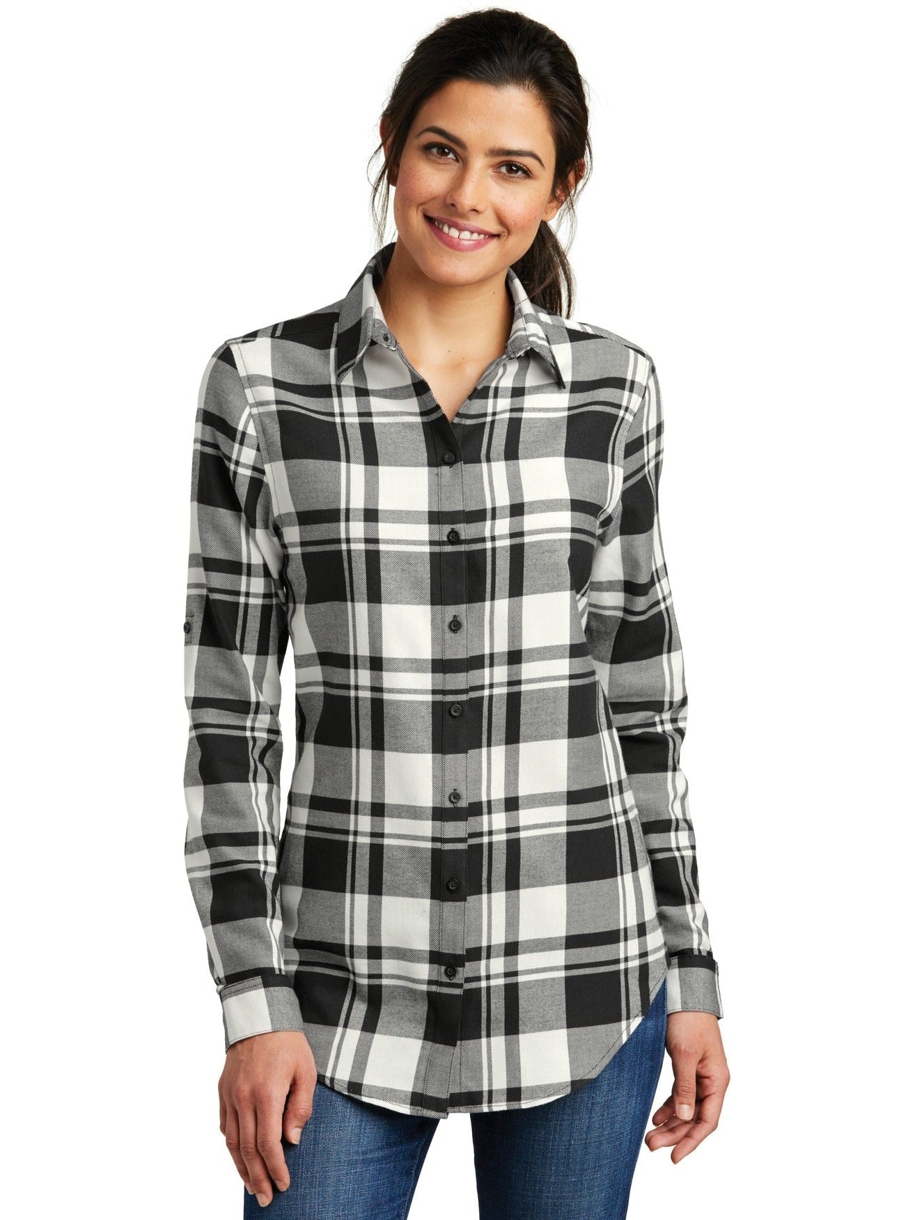 no-logo Port Authority Ladies Plaid Flannel Tunic-Regular-Port Authority-Thread Logic