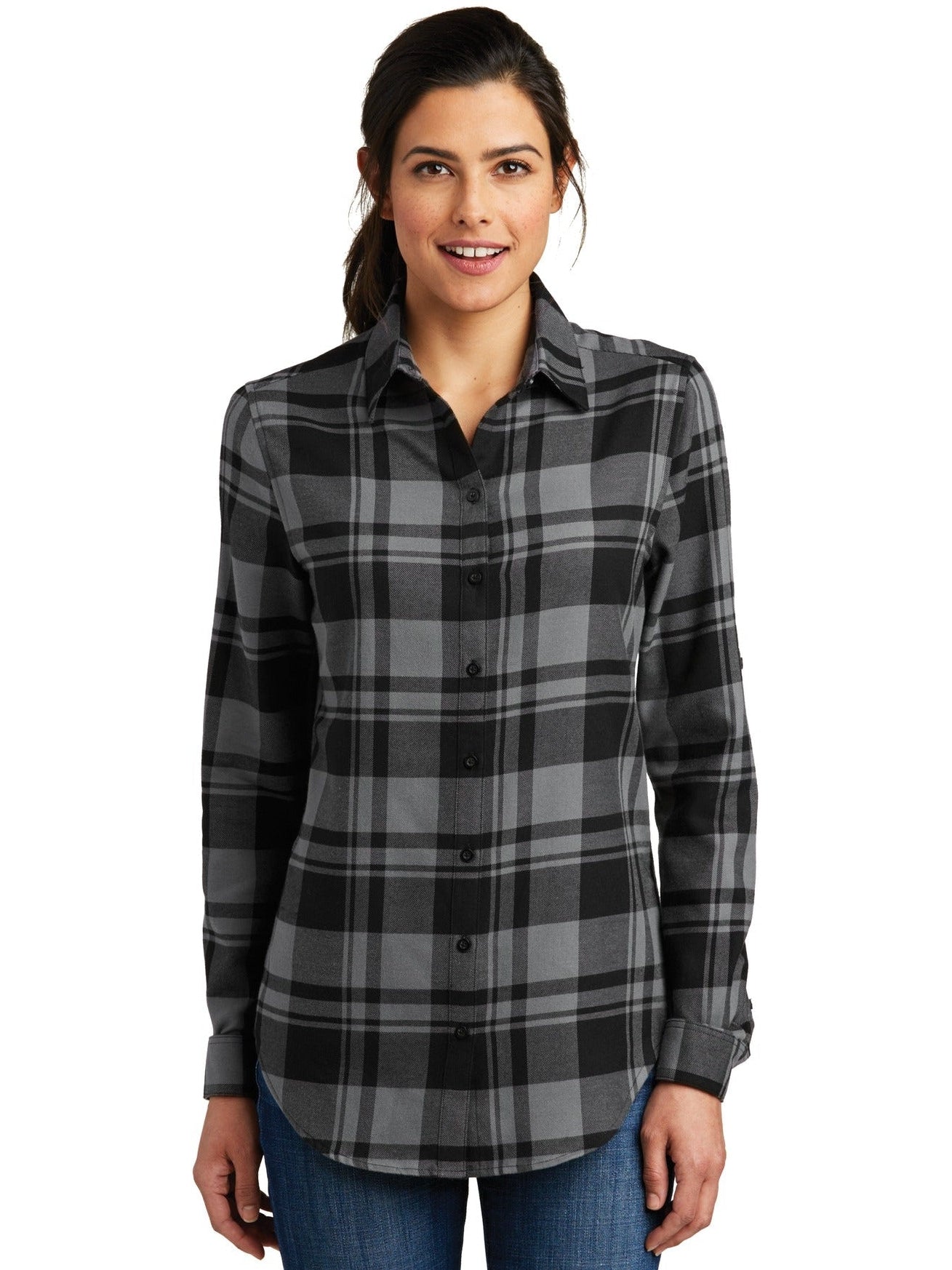 no-logo Port Authority Ladies Plaid Flannel Tunic-Regular-Port Authority-Thread Logic