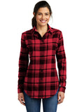 no-logo Port Authority Ladies Plaid Flannel Tunic-Regular-Port Authority-Engine Red/Black-XS-Thread Logic