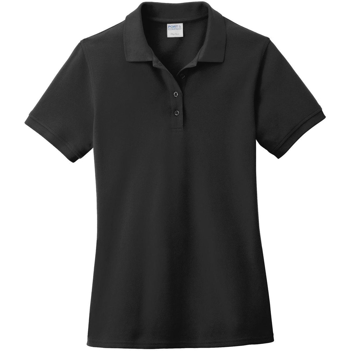 no-logo CLOSEOUT - Port Authority Ladies Ring Spun Pique Polo-Discontinued-Port Authority-Jet Black-XS-Thread Logic