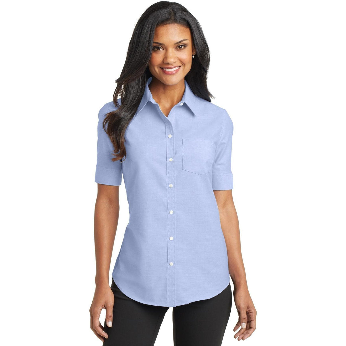 no-logo Port Authority Women's Short Sleeve SuperPro Oxford Shirt-Dress Shirts-Port Authority-Thread Logic