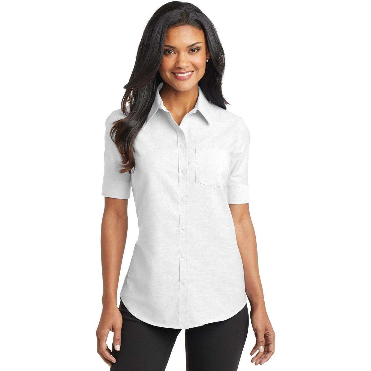 no-logo Port Authority Women's Short Sleeve SuperPro Oxford Shirt-Dress Shirts-Port Authority-Thread Logic