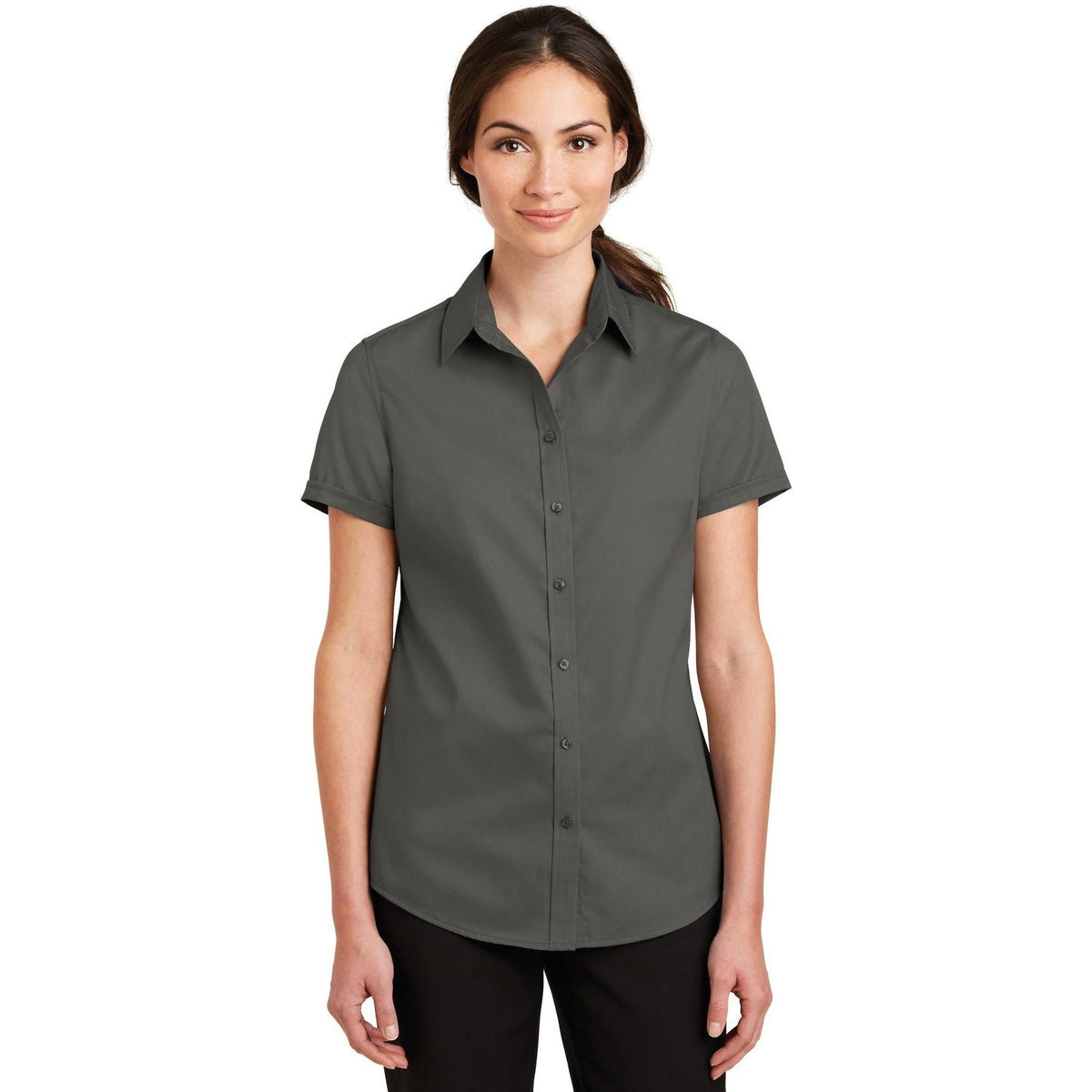 no-logo Port Authority Ladies Short Sleeve SuperPro Twill Shirt-Regular-Port Authority-Thread Logic