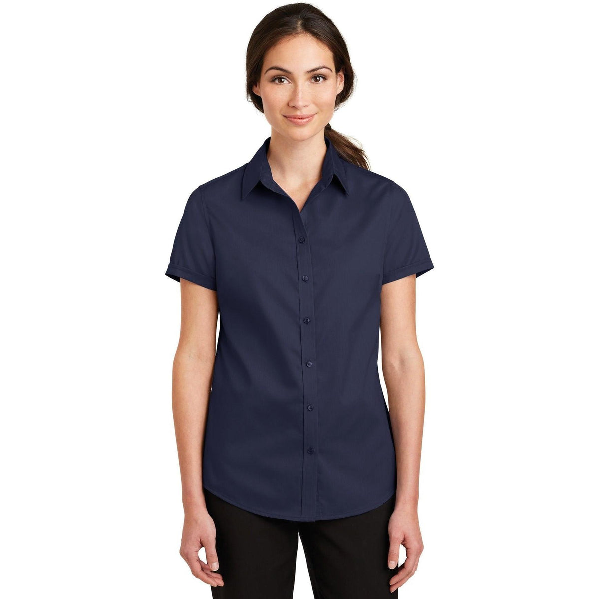 no-logo Port Authority Ladies Short Sleeve SuperPro Twill Shirt-Regular-Port Authority-Thread Logic