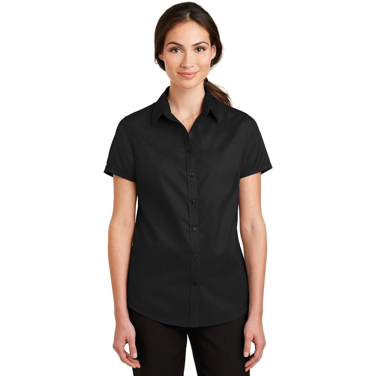 no-logo Port Authority Ladies Short Sleeve SuperPro Twill Shirt-Regular-Port Authority-Thread Logic