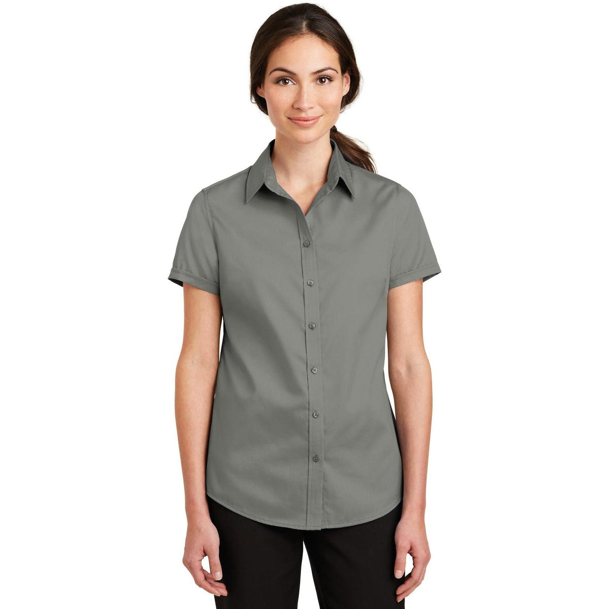 no-logo Port Authority Ladies Short Sleeve SuperPro Twill Shirt-Regular-Port Authority-Thread Logic