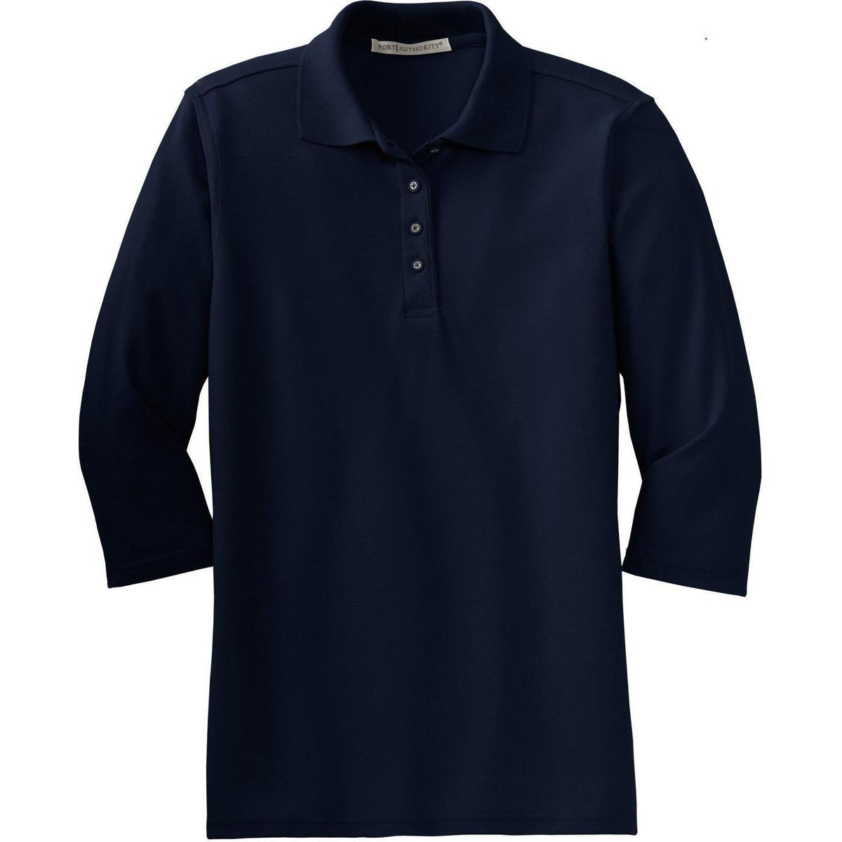 no-logo Port Authority Women's Silk Touch 3/4 Sleeve Polo-Polos-Port Authority-Navy-XS-Thread Logic