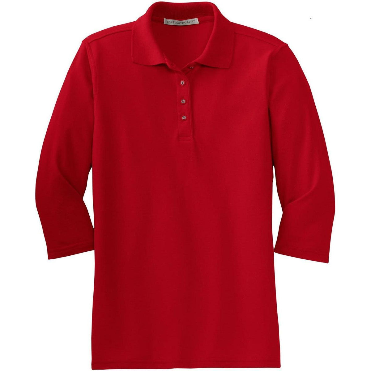 no-logo Port Authority Women's Silk Touch 3/4 Sleeve Polo-Polos-Port Authority-Red-XS-Thread Logic